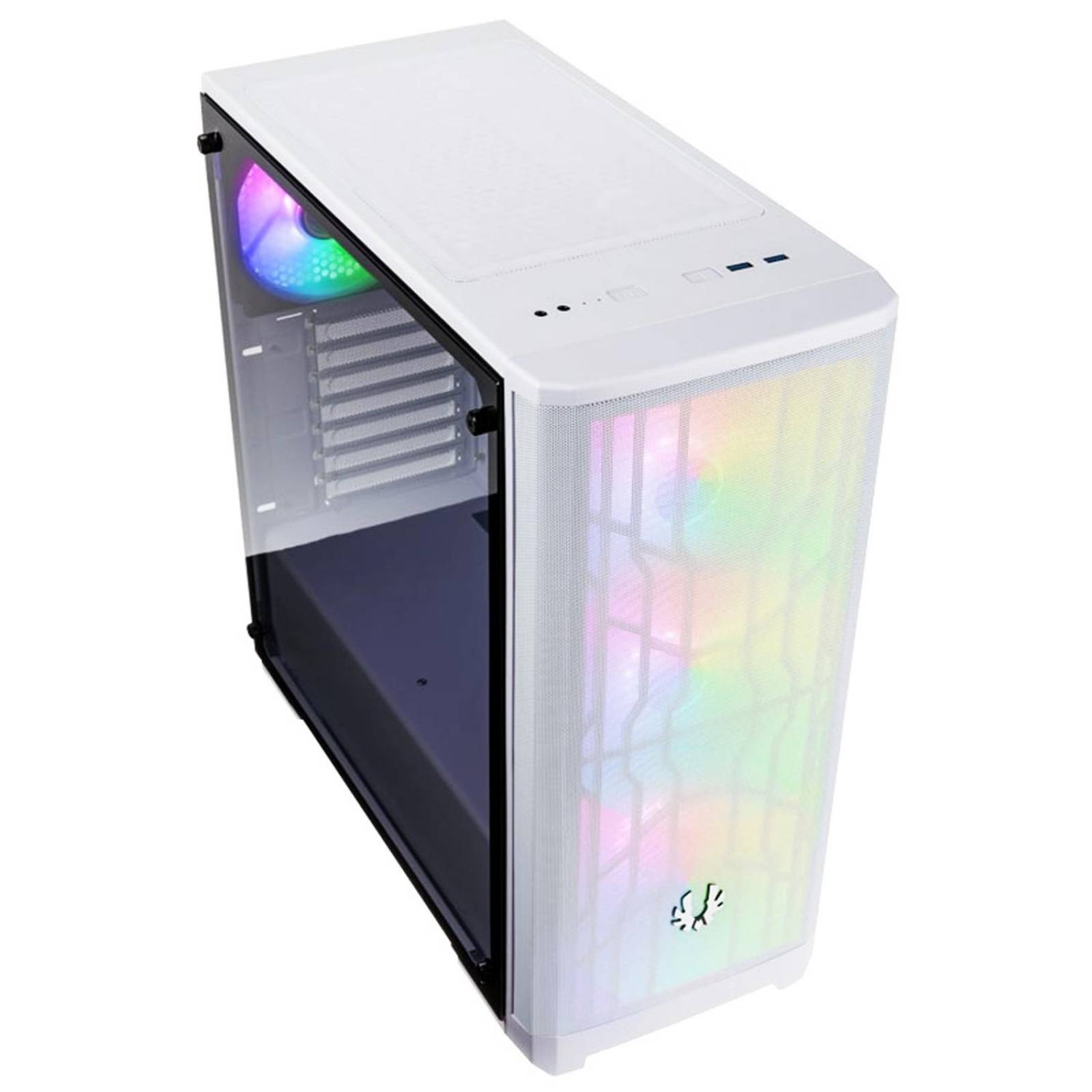 Gabinete Gamer BITFENIX NOVA MESH TG 4ARGB E-ATX Cristal Templado 4 ventiladores Blanco BFC-NVM-300- 