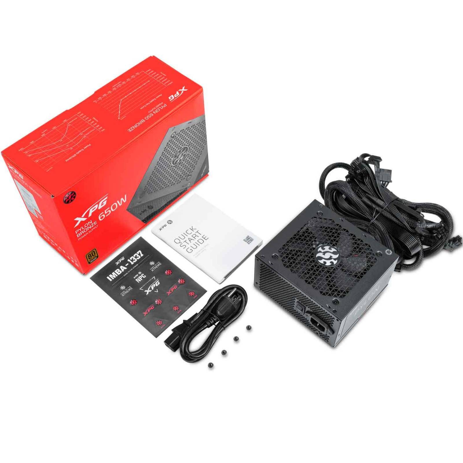 Fuente De Poder PC Gamer XPG PYLON 650W 80 Plus Bronze PYLON650B-BKCUS 