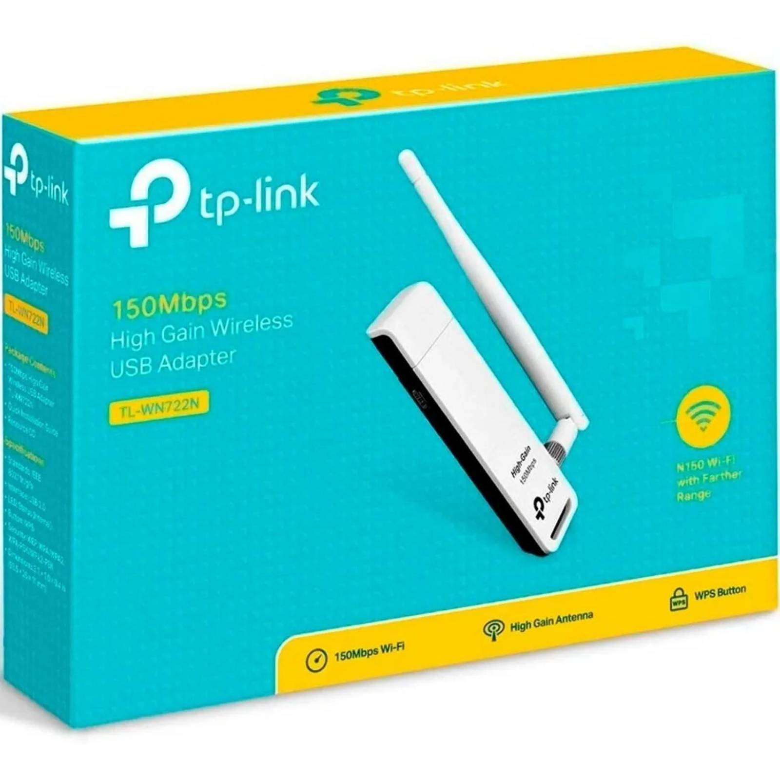 Adaptador Inalámbrico USB TP-LINK TL-WN722N 2.4Ghz 802.11n 150Mbps 