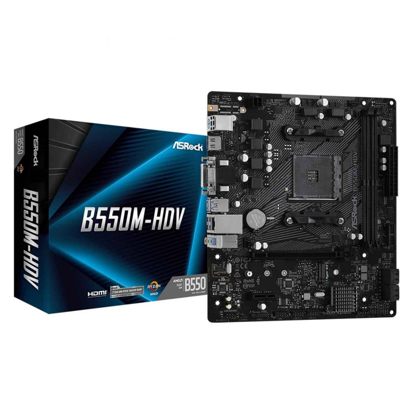 Tarjeta Madre ASROCK B550M-HDV AM4 2x DDR4 1x M.2 PCIe 4.0 Micro ATX