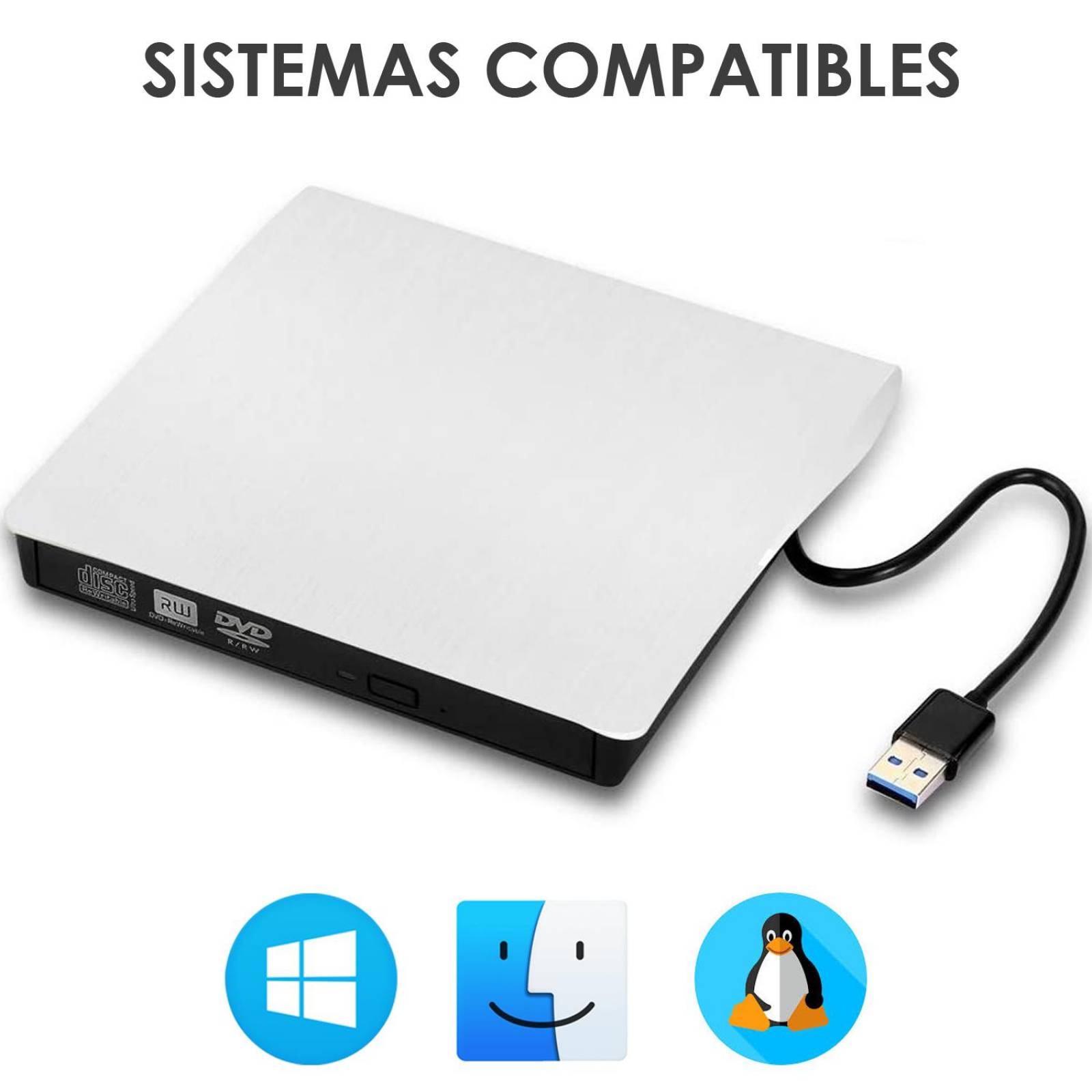 Quemador DVD Externo POP UP Portatil Win MAC Linux USB 3.0