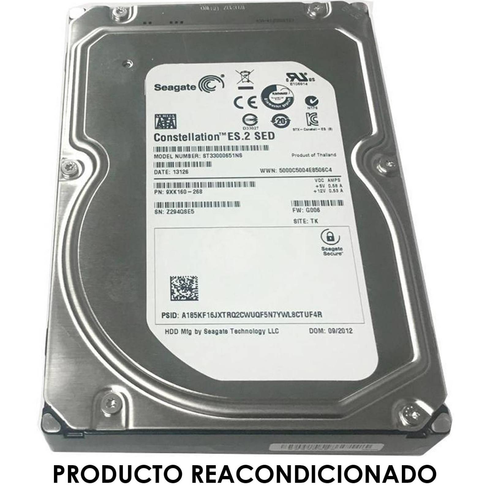 Disco Duro 3TB Seagate 7200RPM 3.5 SATA ST3000NM0053 REACONDICIONADO 