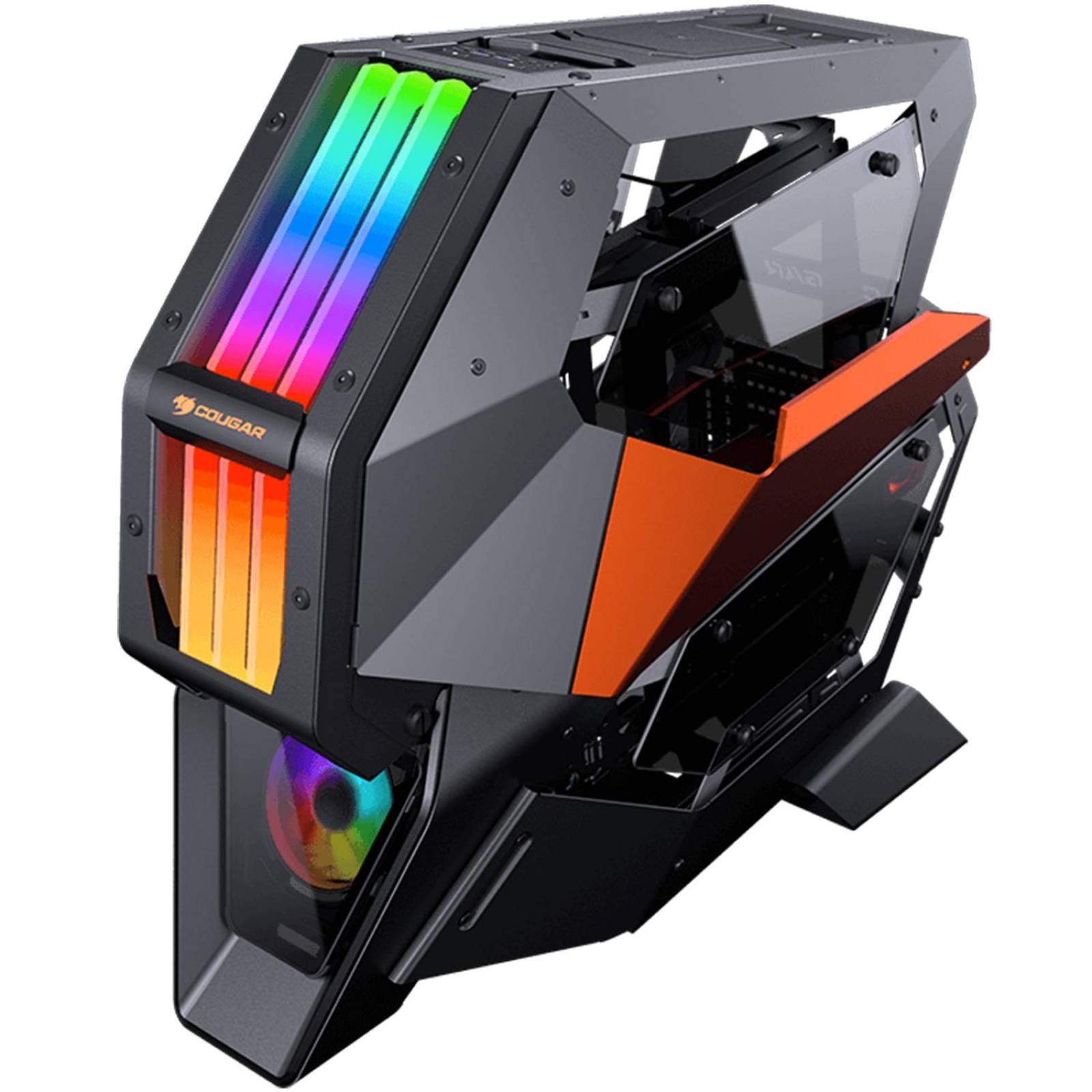 Gabinete Gamer COUGAR CONQUER 2 ATX Full Torre 1 Fan Cristal Templado USB-C ARGB Negro/Naranja