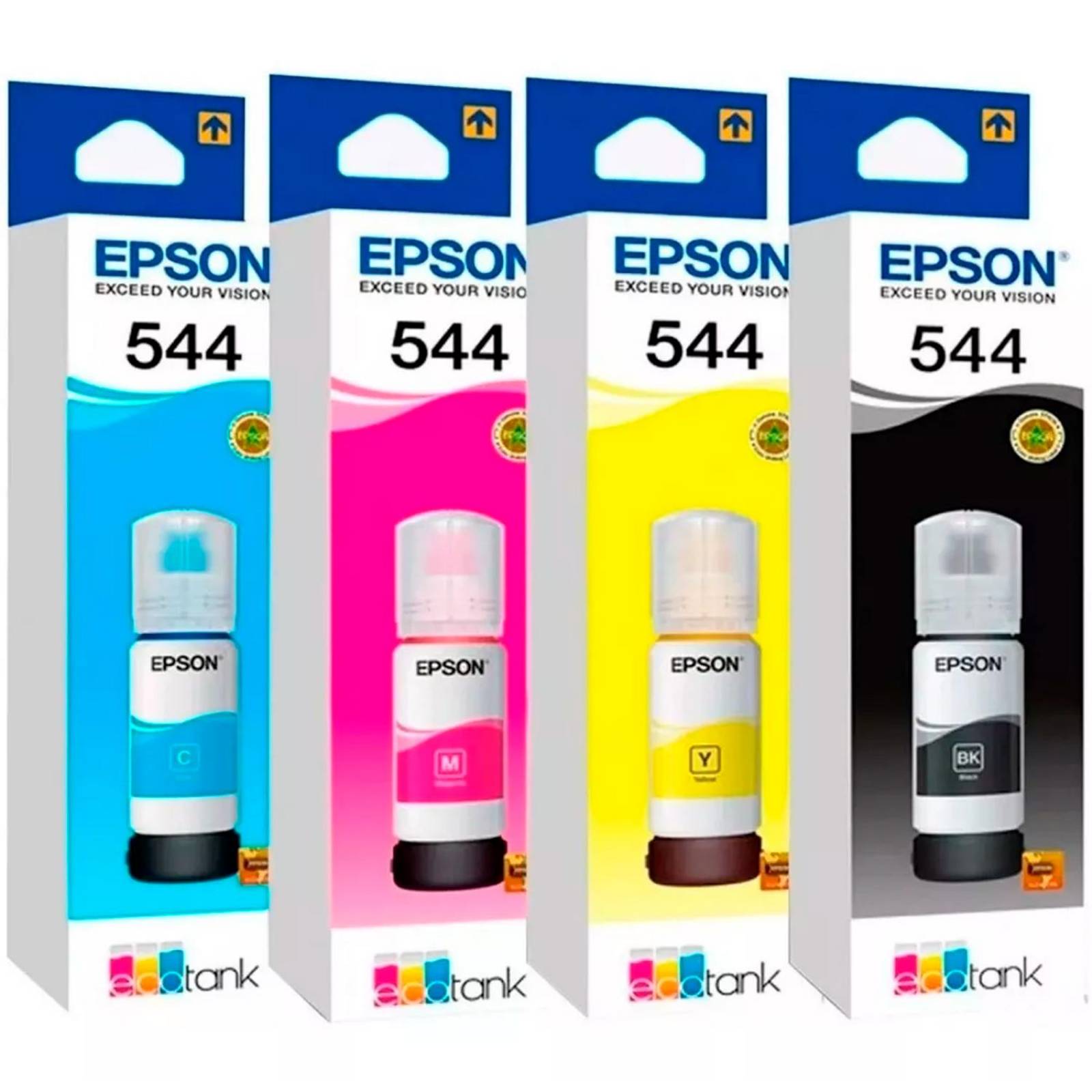 Kit 4 Botellas Tinta EPSON T544 Color L1210 L1250 L3210 L3250 L3260 L5290 L5590 