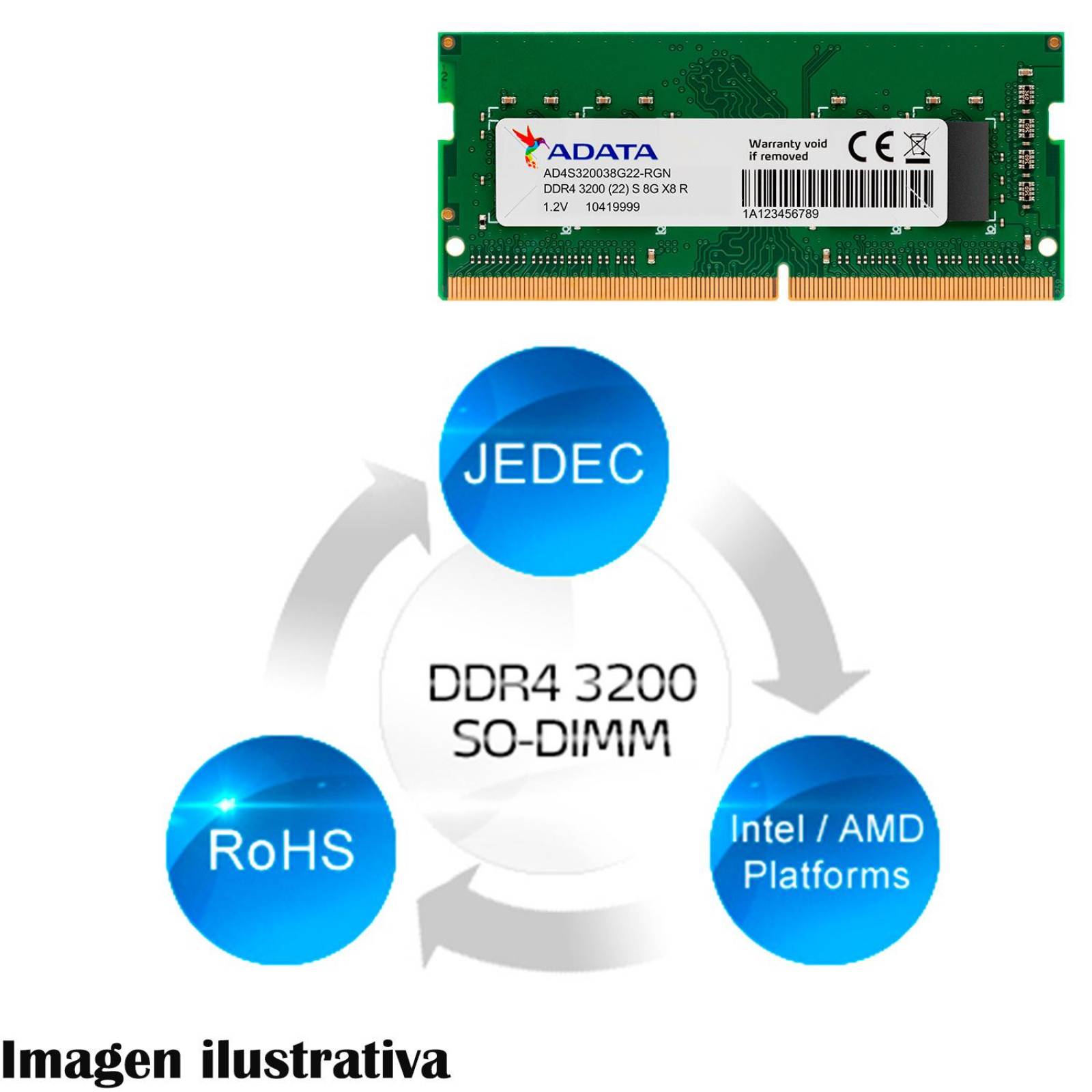 Memoria RAM DDR4 8GB 3200MHz ADATA Premier Laptop AD4S32008G22-SGN
