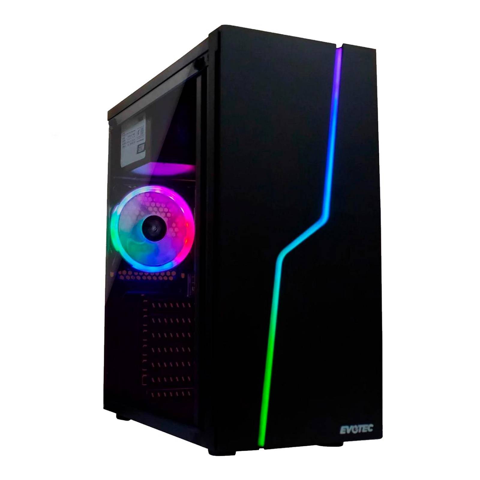 Gabinete Gamer EVOTEC THUNDERBOLT ATX 600W RGB Cristal Templado EV-1012 