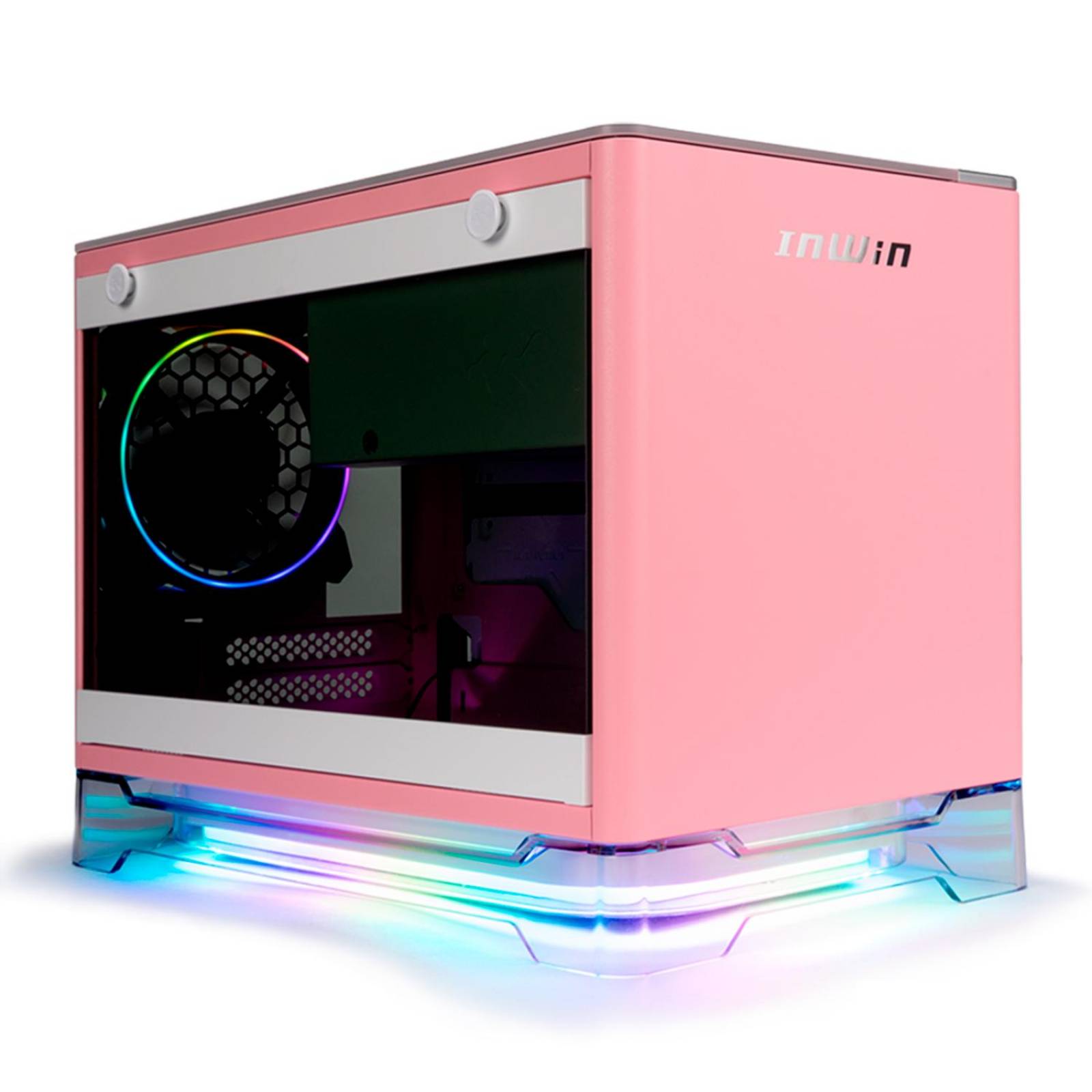 Gabinete IN WIN A1 PLUS Mini ITX Fuente 650W USB 3.0 Cristal Templado Rosa IW-A1PLUS-PINK 