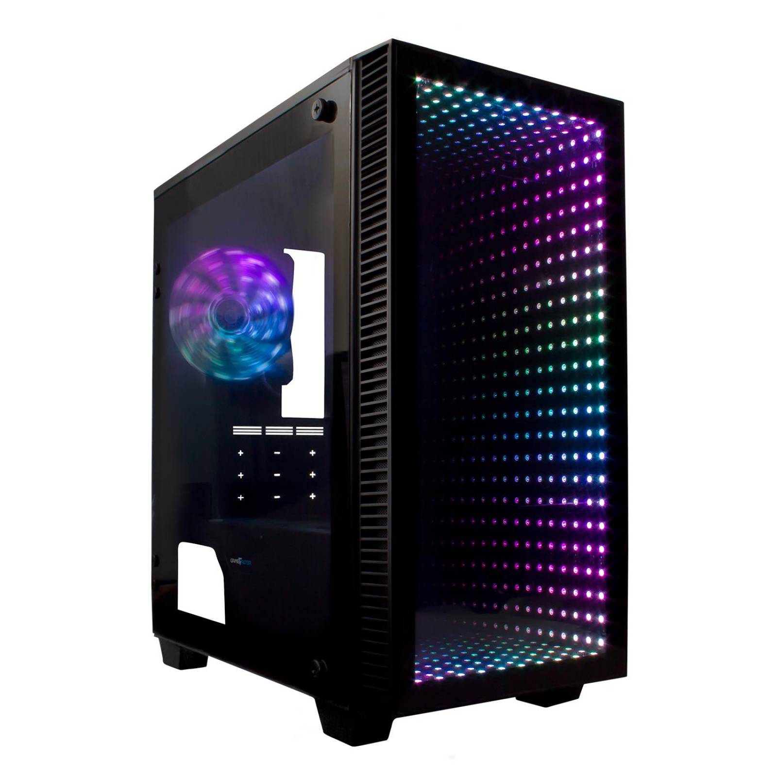 Gabinete Gamer GAME FACTOR INFINITY Micro ATX Mini Torre Cristal Templado RGB Negro CSG560 