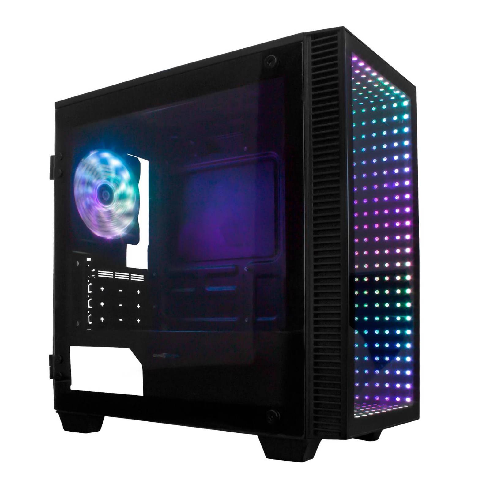 Gabinete Gamer GAME FACTOR INFINITY Micro ATX Mini Torre Cristal Templado RGB Negro CSG560 