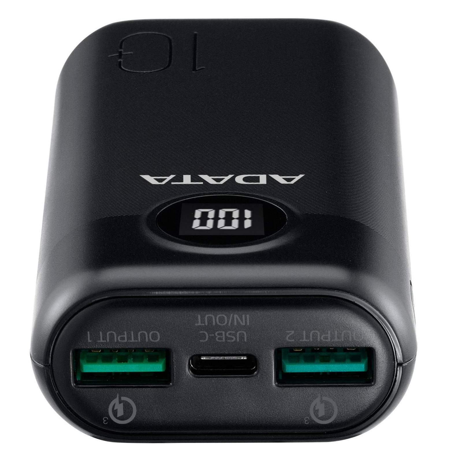 Power Bank 10000MAH ADATA P10000QCD Bateria Portatil Tipo C AP10000QCD-DGT-CBK 