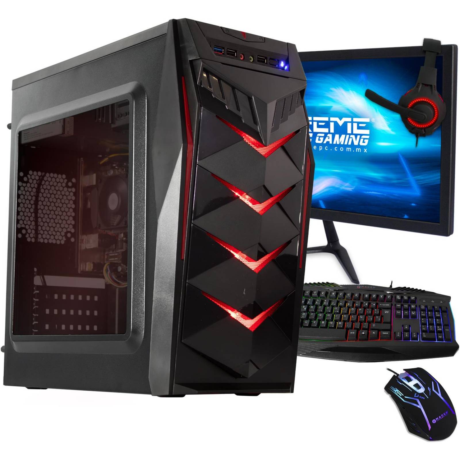 Xtreme PC Gamer AMD Radeon R5 A6 9500 8GB SSD 240GB Monitor 21.5 WIFI