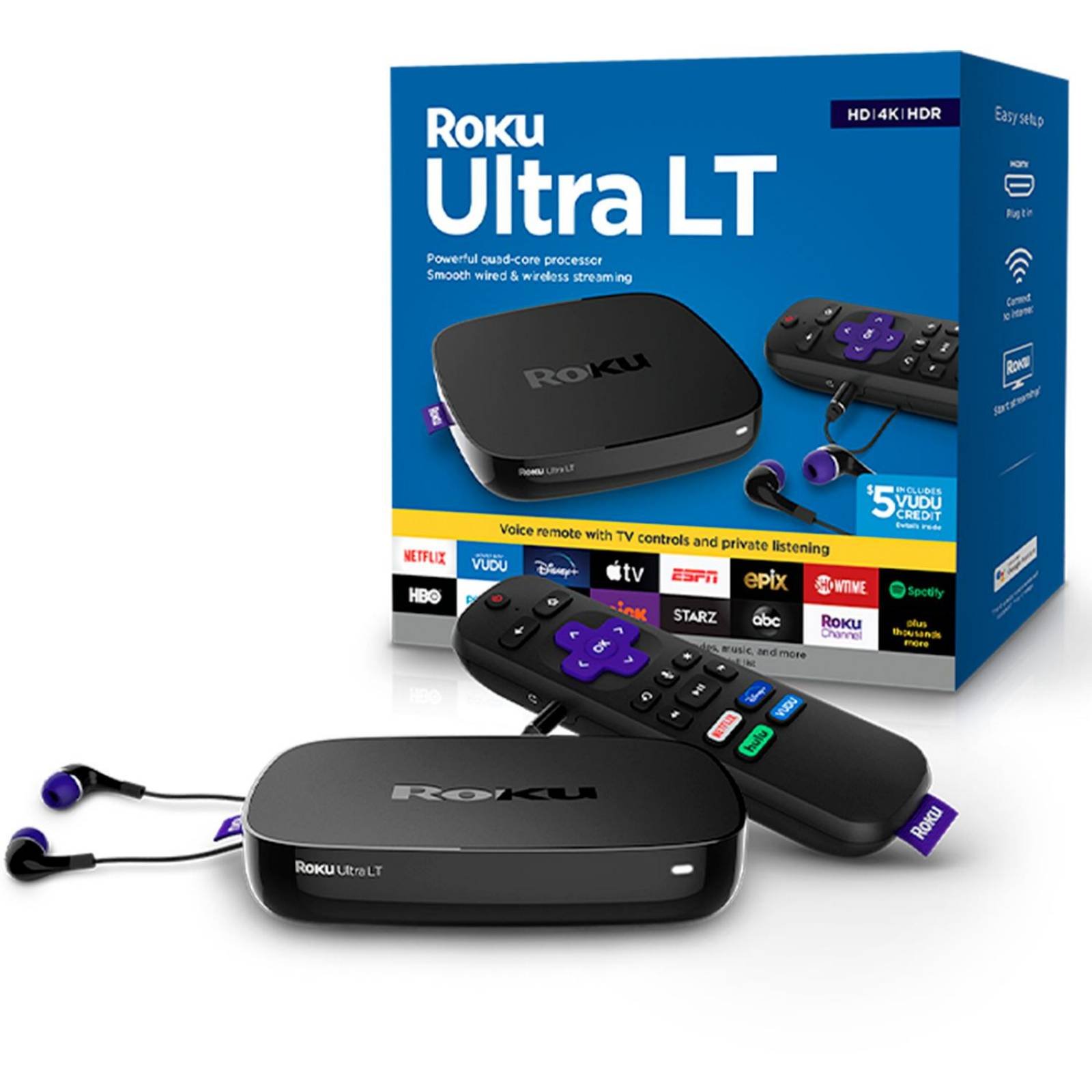 Tv box ROKU Ultra 4k Streaming Netflix Youtube Disney+ 4662RW + Audifonos 