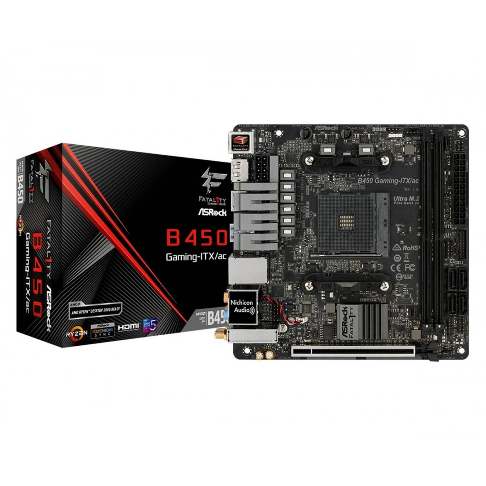 Tarjeta Madre ASROCK Fatal1ty B450 Gaming-ITX/AC AMD AM4 Mini ITX 