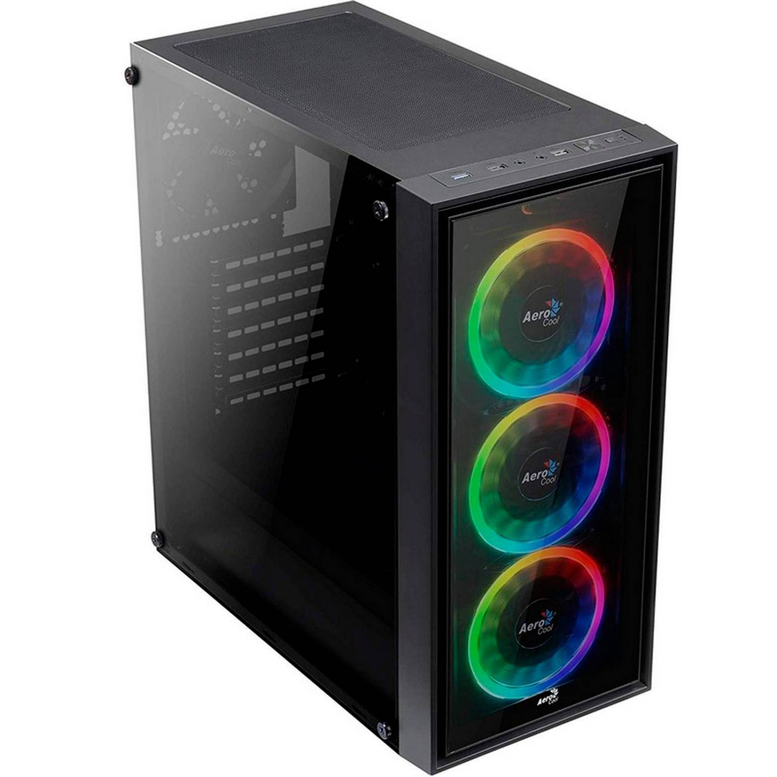 Gabinete Gamer AEROCOOL Quartz Revo RGB ATX Negro 