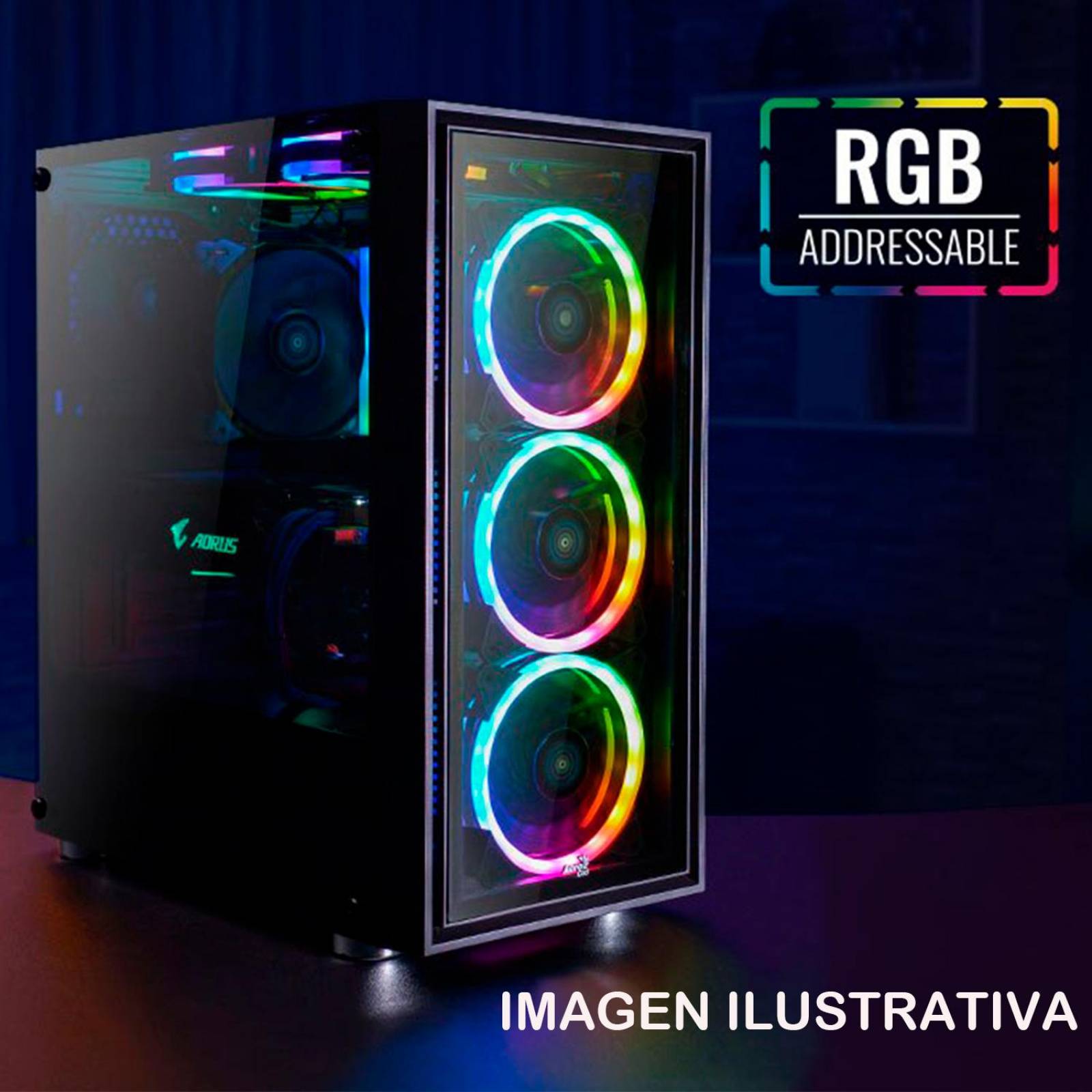 Gabinete Gamer AEROCOOL Quartz Revo RGB ATX Negro 