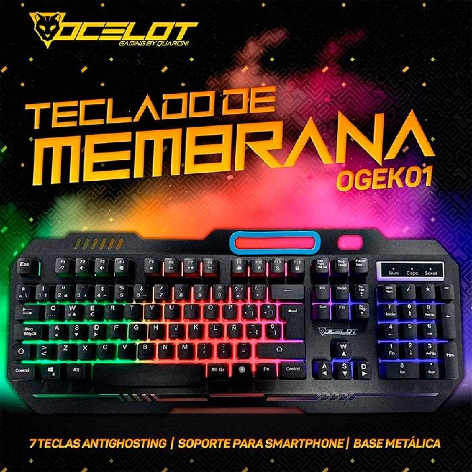 Teclado Gamer OCELOT OGEK01 Membrana RGB USB Anti-ghosting KB-761