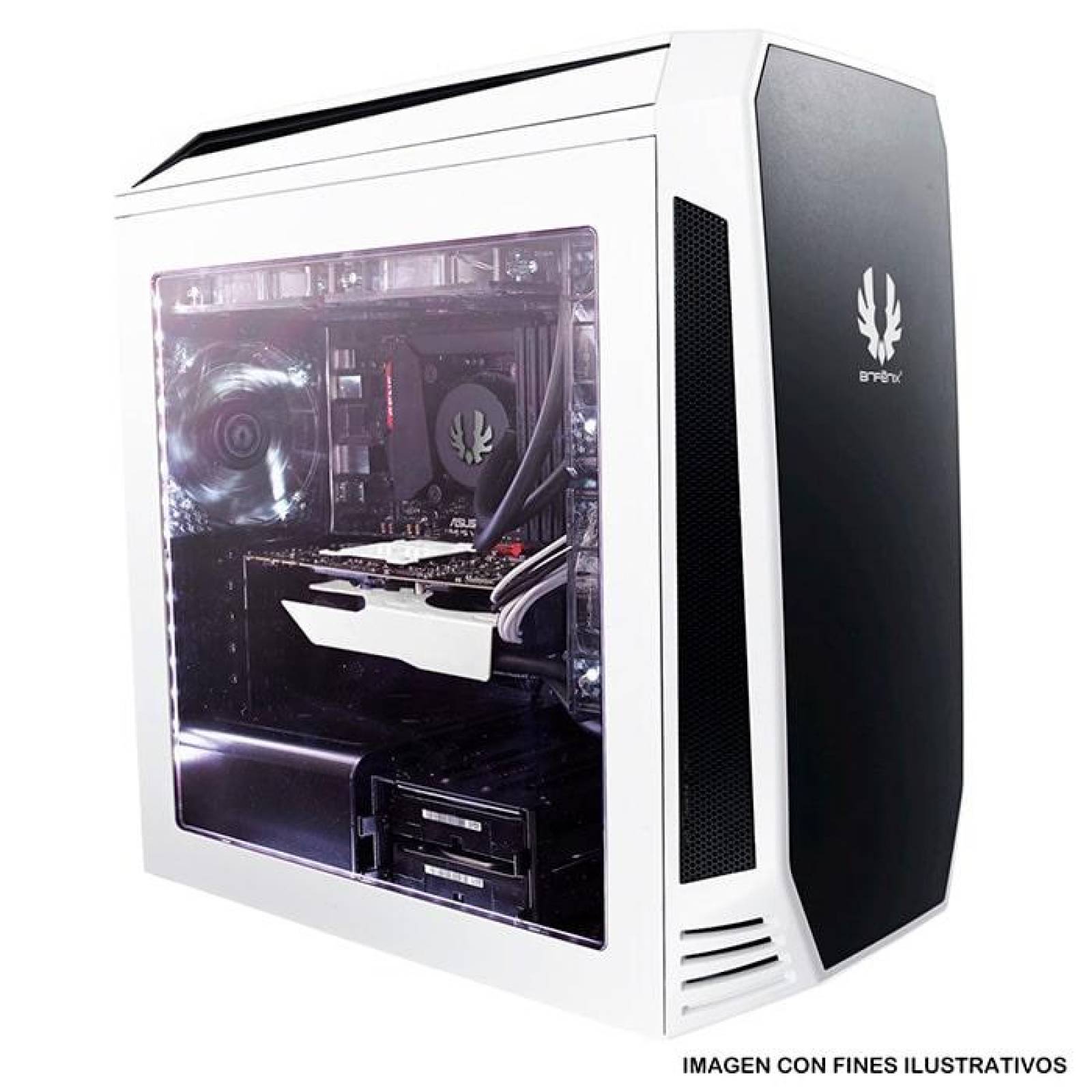 Gabinete Gamer BITFENIX AEGIS Pantalla ICON Micro ATX Blanco 1 Fan BFC-AEG-300-WKWL1-RP 