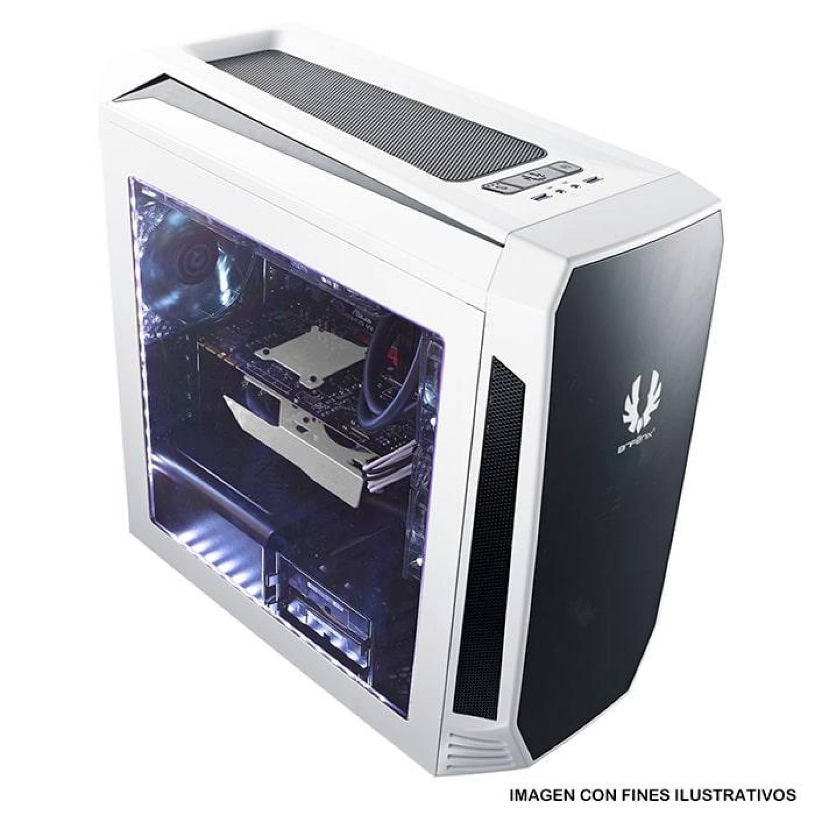 Gabinete Gamer BITFENIX AEGIS Pantalla ICON Micro ATX Blanco 1 Fan BFC-AEG-300-WKWL1-RP 