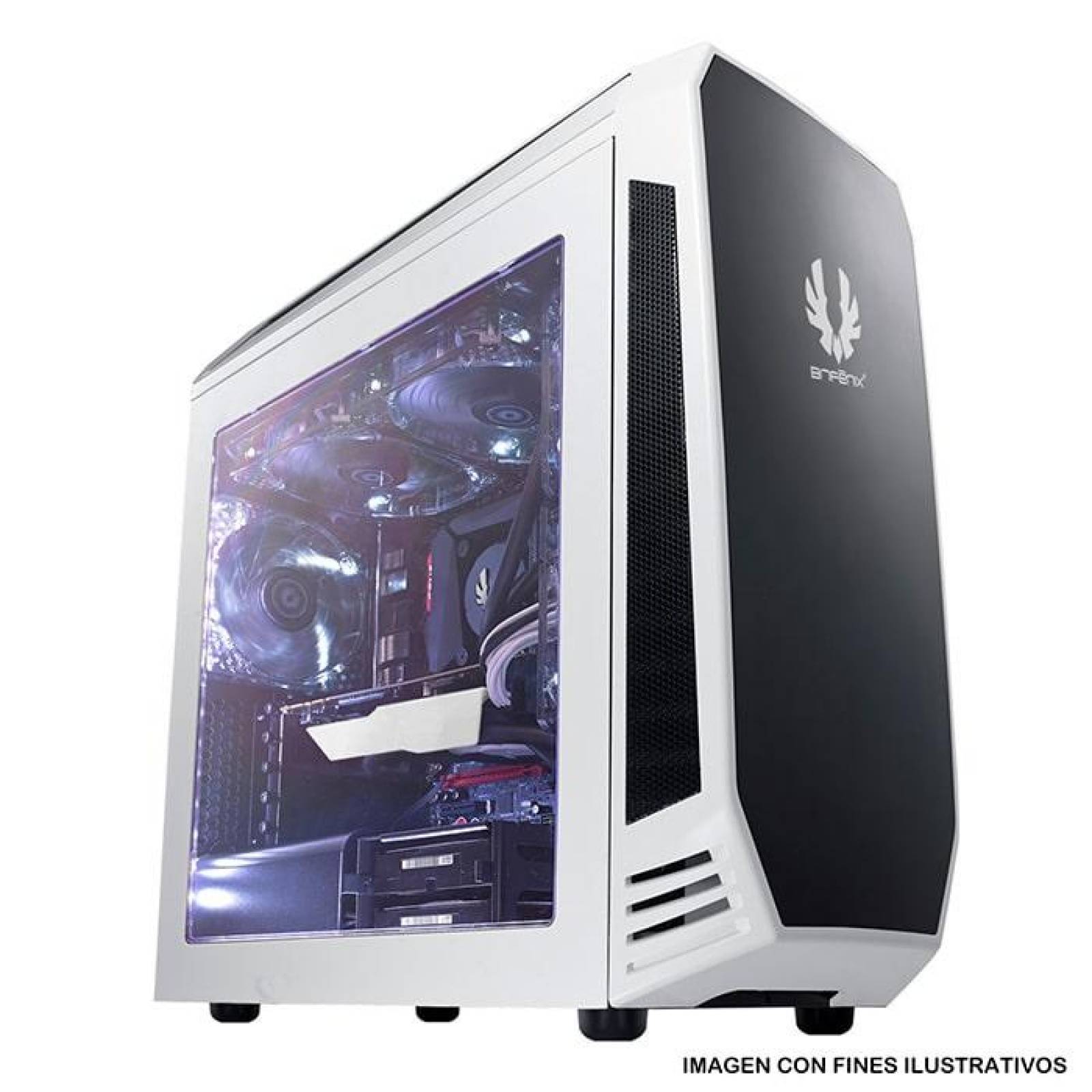 Gabinete Gamer BITFENIX AEGIS Pantalla ICON Micro ATX Blanco 1 Fan BFC-AEG-300-WKWL1-RP 