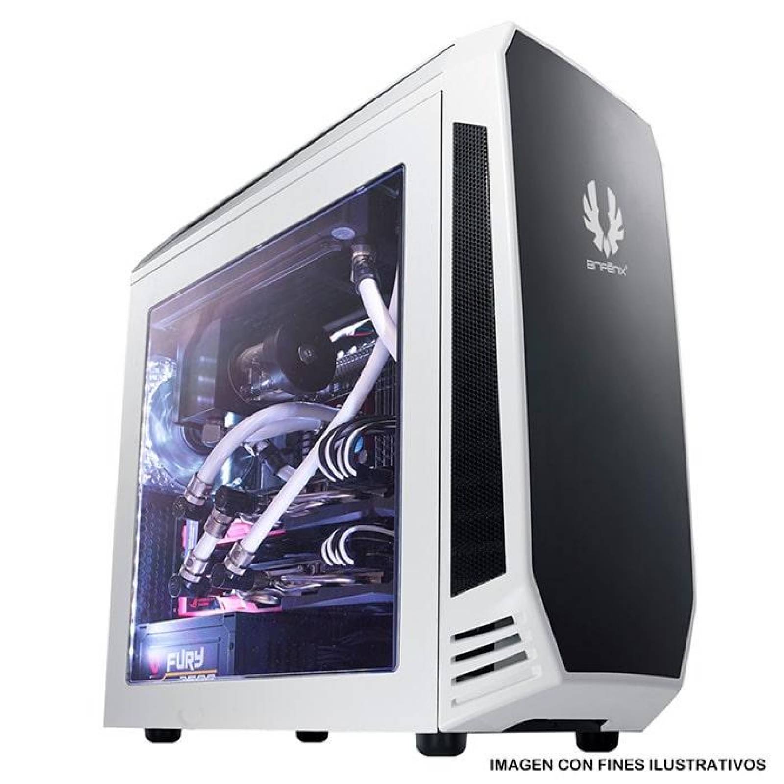 Gabinete Gamer BITFENIX AEGIS Pantalla ICON Micro ATX Blanco 1 Fan BFC-AEG-300-WKWL1-RP 
