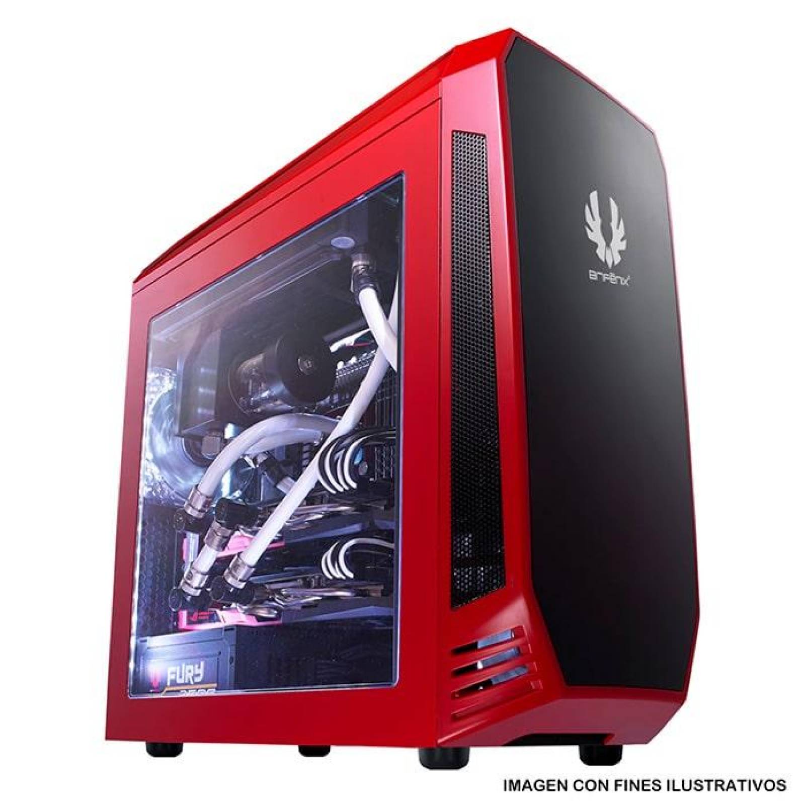 Gabinete Gamer BITFENIX AEGIS Pantalla ICON Micro ATX Rojo 1 Fan BFC-AEG-300-RKWL1-RP 