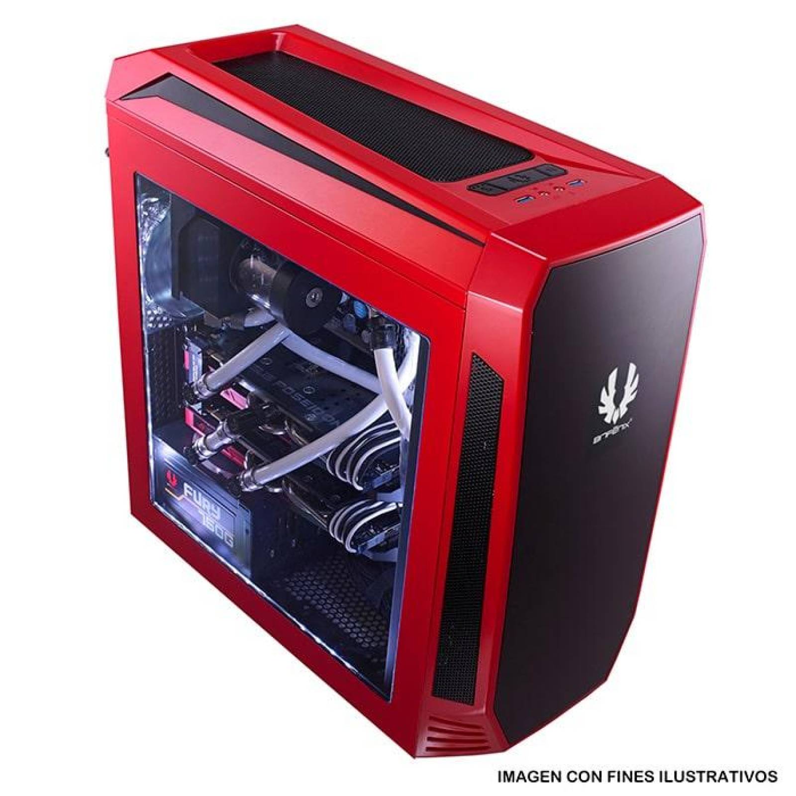 Gabinete Gamer BITFENIX AEGIS Pantalla ICON Micro ATX Rojo 1 Fan BFC-AEG-300-RKWL1-RP 