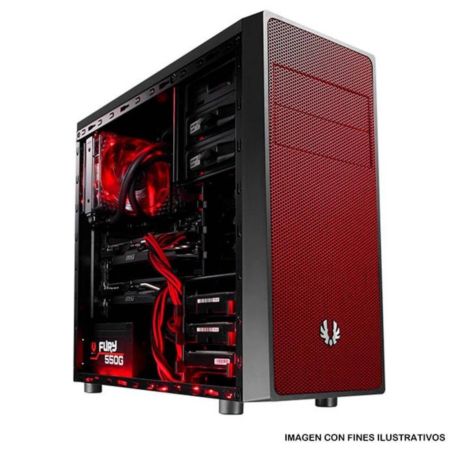 Gabinete Gamer BITFENIX NEOS ATX Negro / Rojo 1 fan BFC-NEO-100-KKXSR-RP 