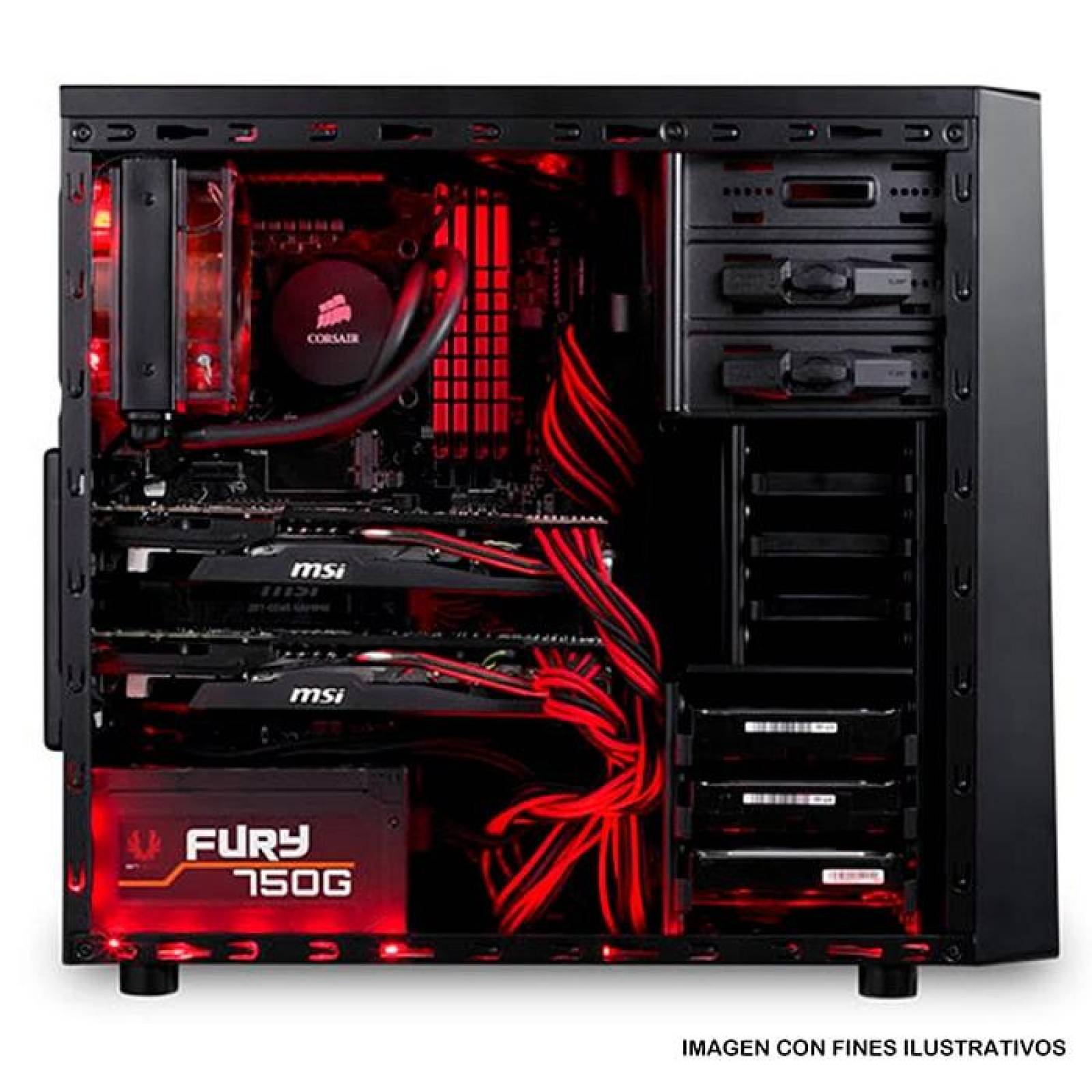 Gabinete Gamer BITFENIX NEOS ATX Negro / Rojo 1 fan BFC-NEO-100-KKXSR-RP 