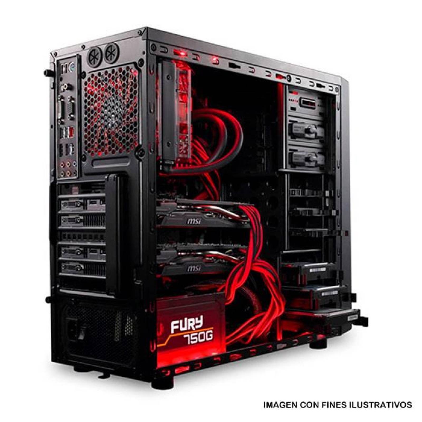 Gabinete Gamer BITFENIX NEOS ATX Negro / Rojo 1 fan BFC-NEO-100-KKXSR-RP 