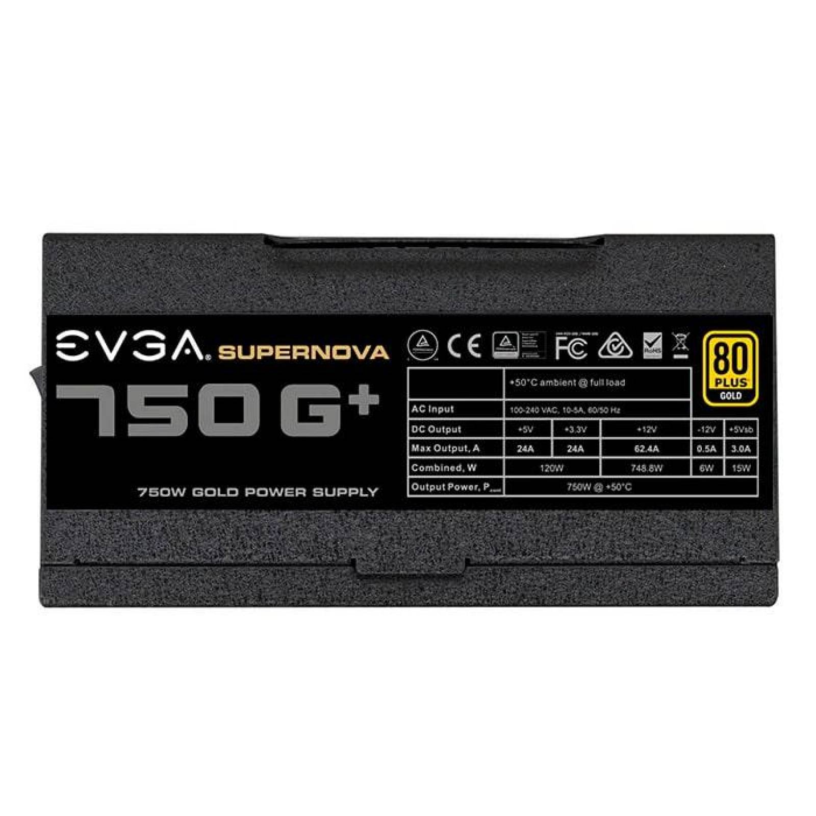 Fuente de Poder PC 750W Gamer EVGA SUPERNOVA G+80 Plus Gold 120-GP-0750-X1 
