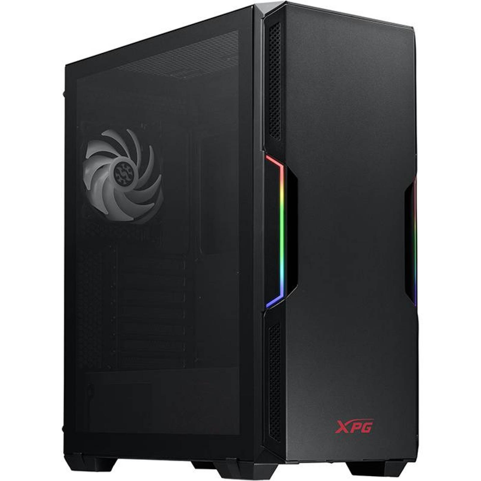 Gabinete Gamer XPG STARKER ATX Media Torre 2 FAN Cristal Templado ARGB Negro STARKER-BKCWW 