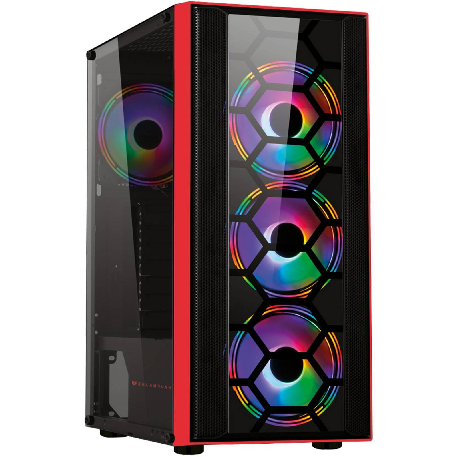 Gabinete Gamer BALAM RUSH KRONOS GSX6000 ATX 4 Fan Controladora Acrilico ARGB Rojo BR-932363 