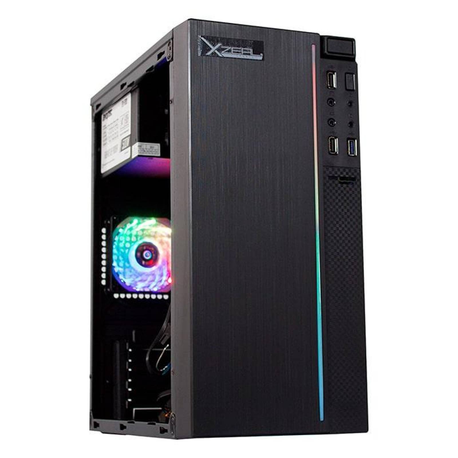 Gabinete Gamer Xzeal XZ100 Micro ATX RGB 1 Fan sin fuente XSCGB00B 