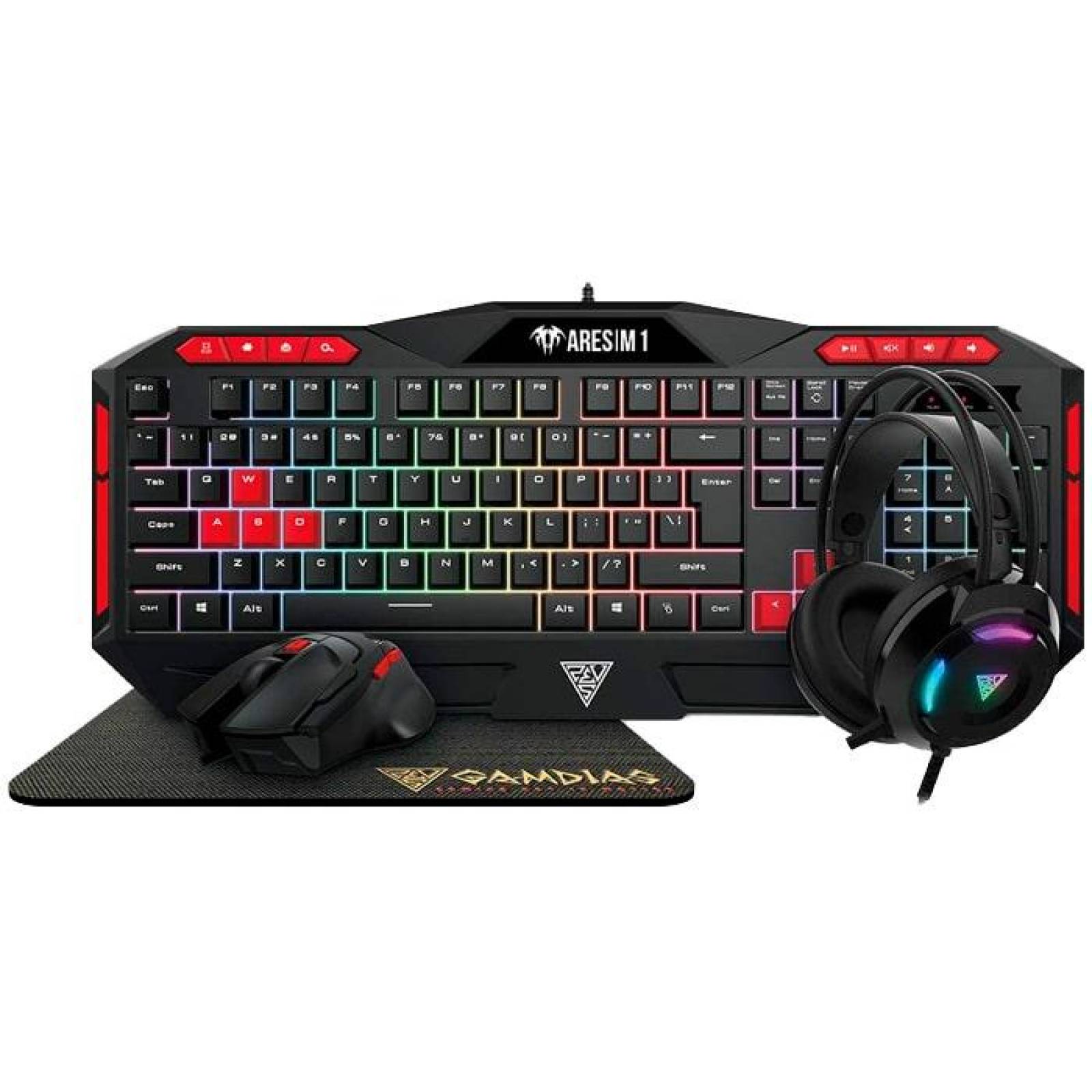 Kit Gamer GAMDIAS POSEIDON M2 Teclado Audifonos Mouse RGB 