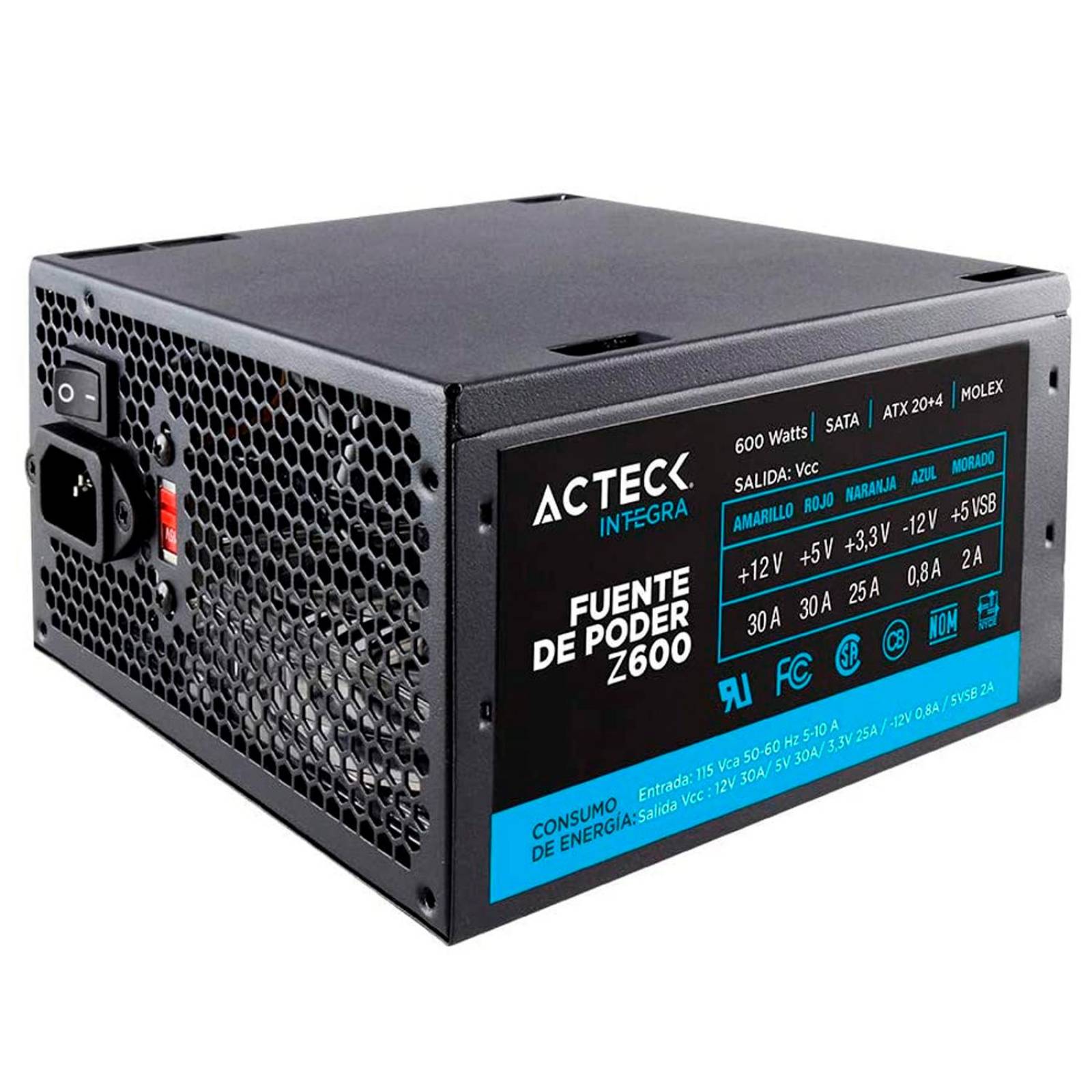 Fuente de Poder PC 600W ACTECK Z600 ATX 24P SATA ES-05003