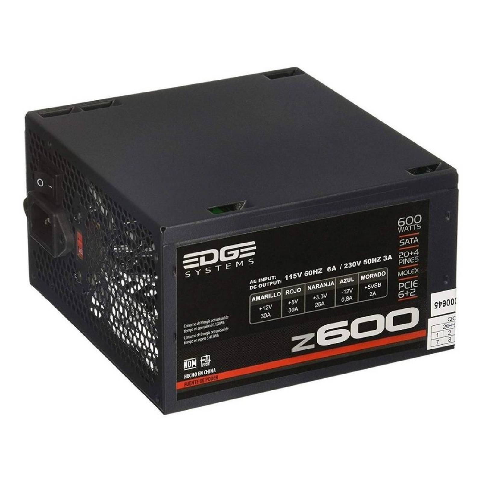 Fuente de Poder PC 600W ACTECK Z600 ATX 24P SATA ES-05003