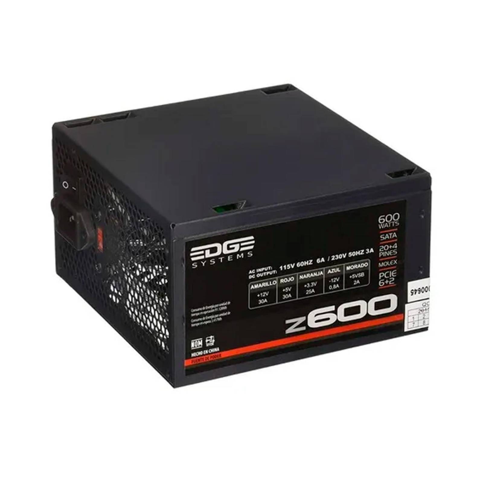 Fuente de Poder PC 600W ACTECK Z600 ATX 24P SATA ES-05003