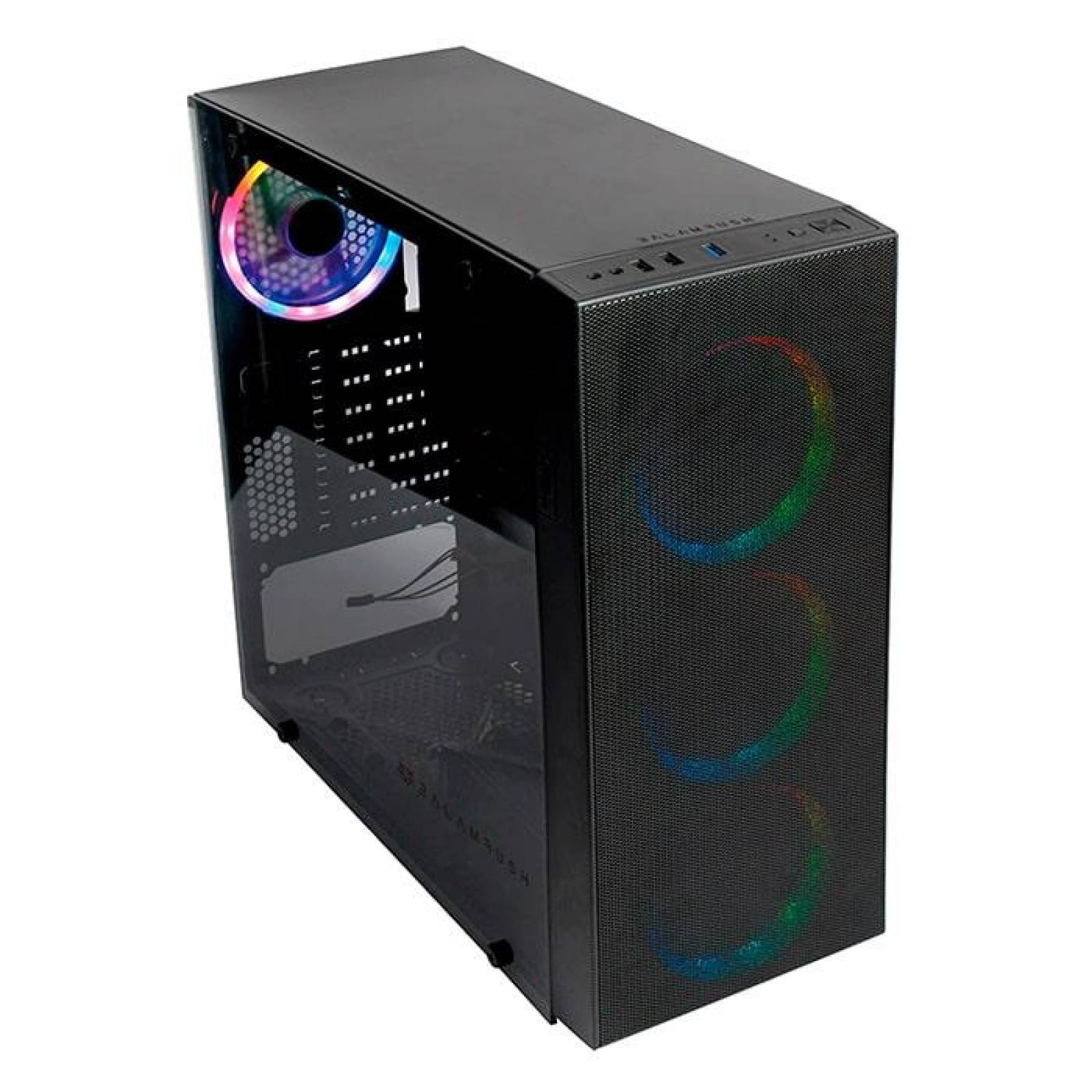 Gabinete Gamer BALAM RUSH LHYTOS GSX1000 ATX 4 Fan Cristal templado ARGB Negro BR-932318 