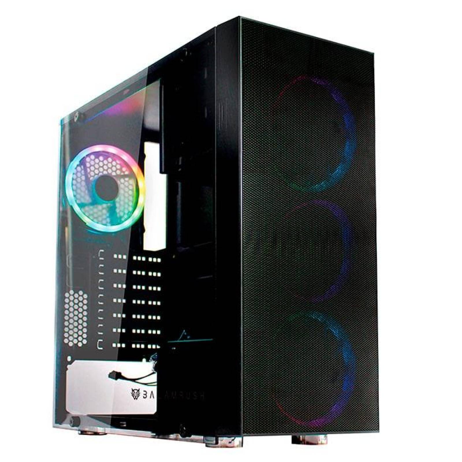 Gabinete Gamer BALAM RUSH LHYTOS GSX1000 ATX 4 Fan Cristal templado ARGB Negro BR-932318 