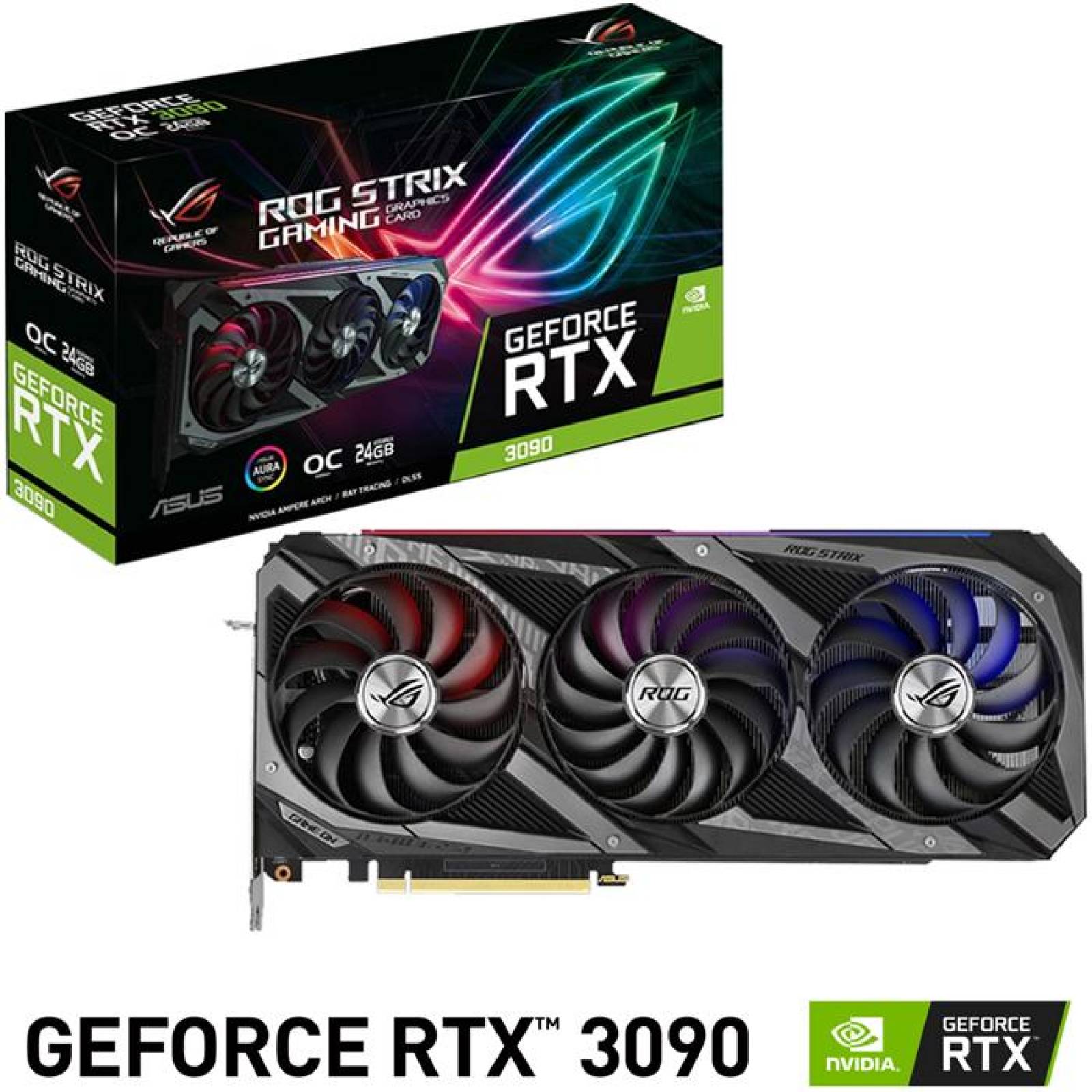 Tarjeta de Video ASUS ROG Strix GeForce RTX 3090 OC 24GB GDDR6X ROG-STRIX-RTX3090-O24G-GAMING