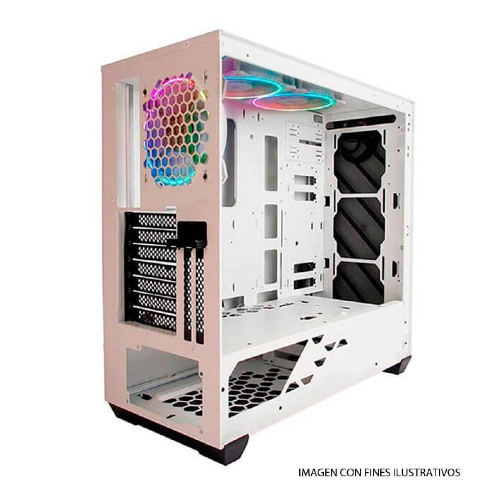 Gabinete Gamer IN WIN 216 E-ATX Media torre Cristal Templado Blanco IW-CS-216-3ASP120