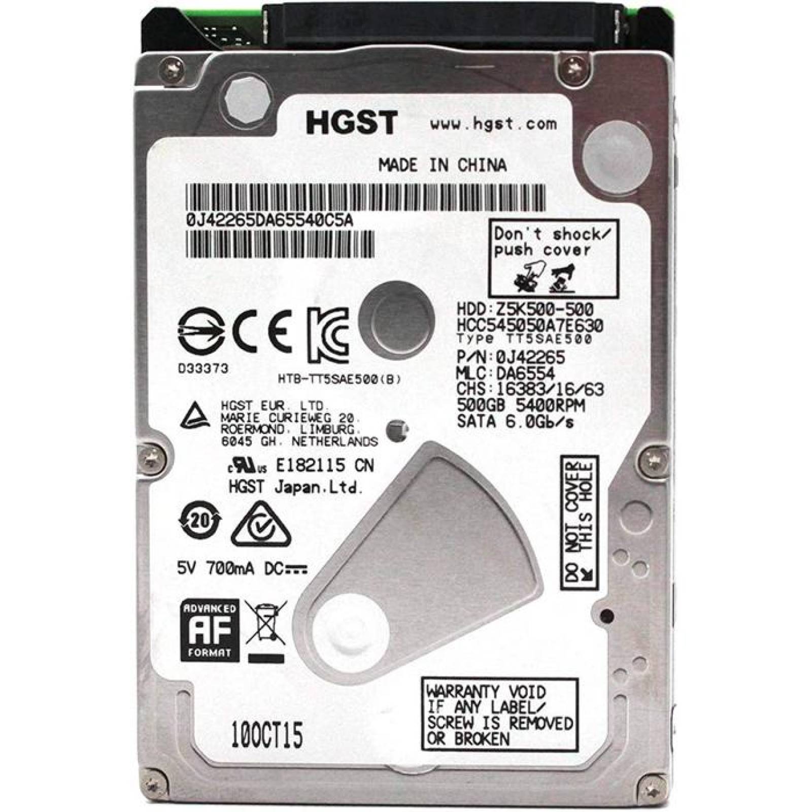 Disco Duro Interno 500GB HITACHI 5400RPM 2.5 Laptop HCC545050A7E630 New Pull