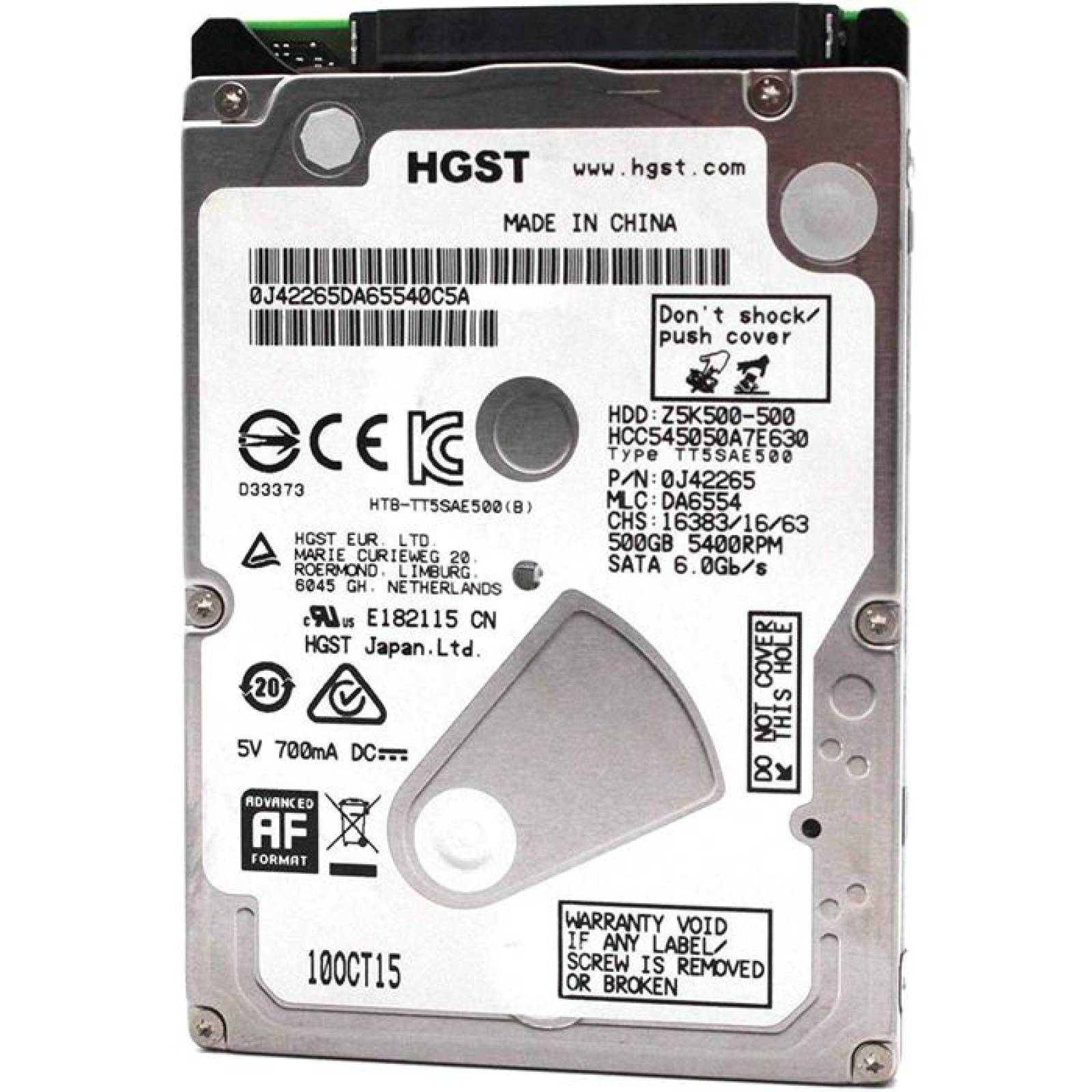 Disco Duro Interno 500GB HITACHI 5400RPM 2.5 Laptop HCC545050A7E630 New Pull