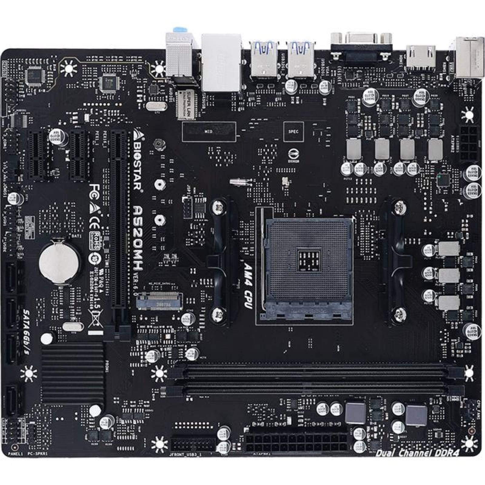 Tarjeta Madre BIOSTAR A520MH 3.1 AM4 2x DDR4 1x M.2 PCIe 3.0 Micro ATX