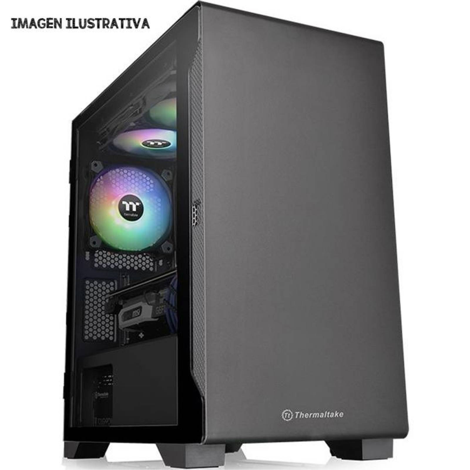 Gabinete Gamer THERMALTAKE S100 Cristal Templado Negro CA-1Q9-00S1WN-00 
