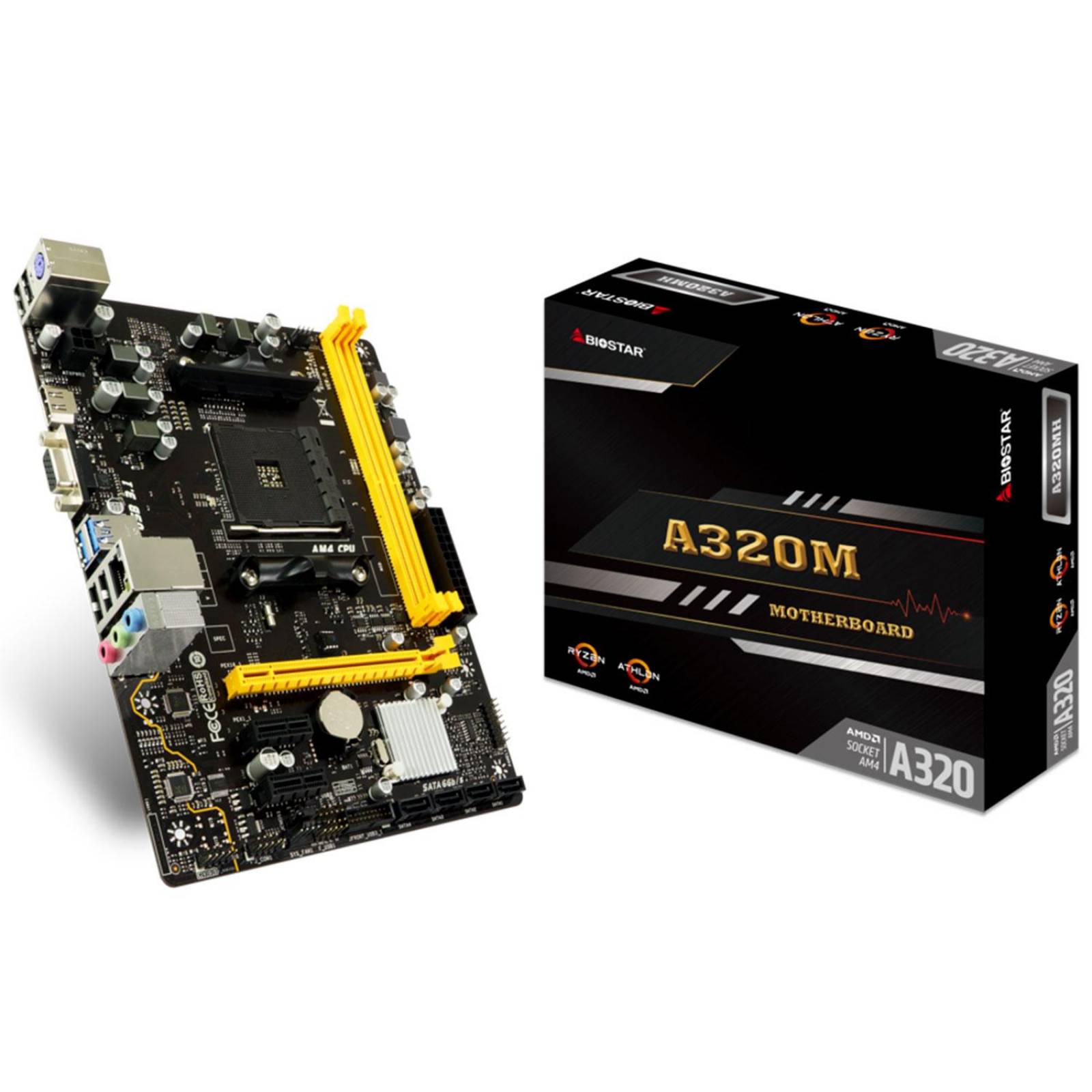 Tarjeta Madre BIOSTAR A320MH AMD AM4 2x DDR4 PCIe 3.0 Micro ATX