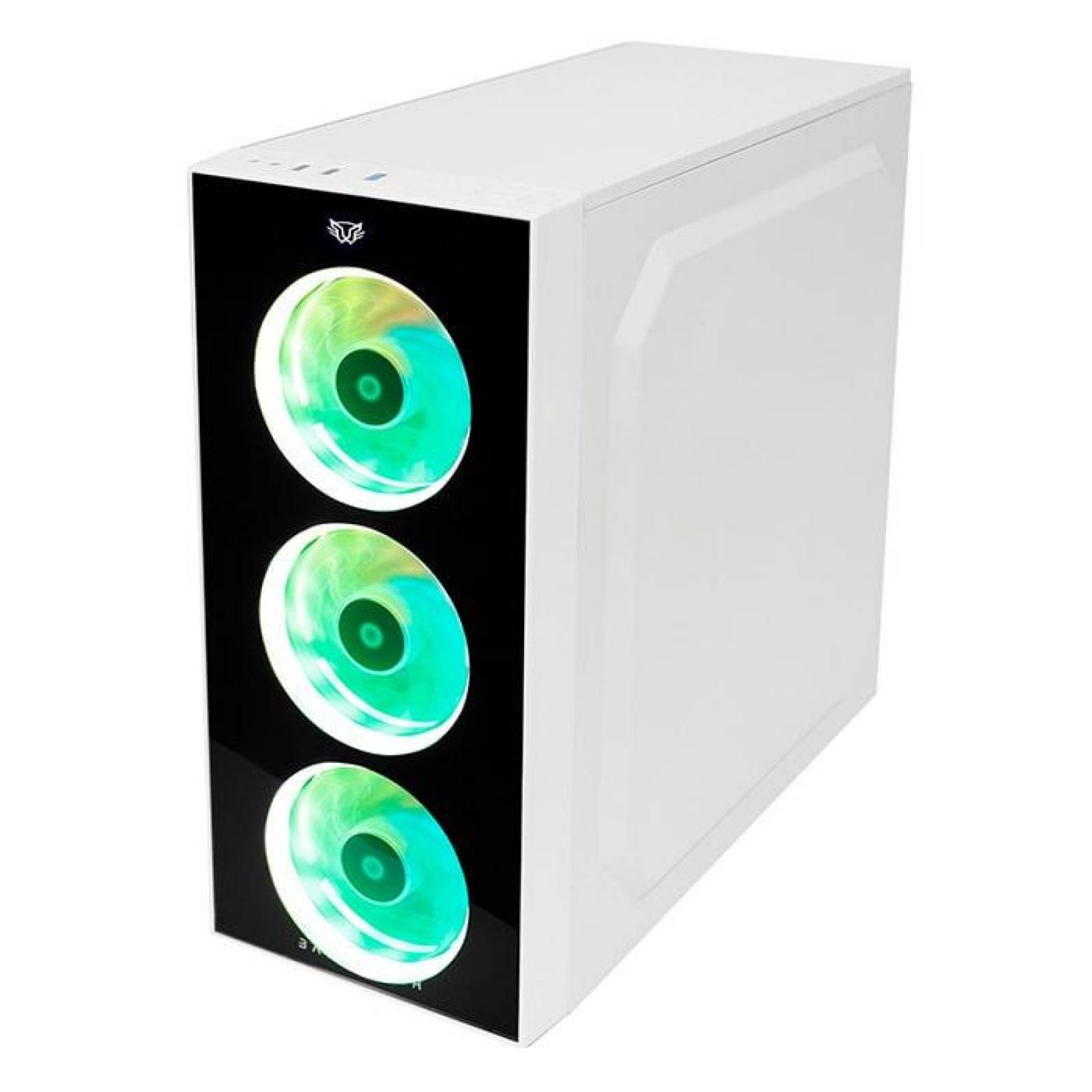 Gabinete Gamer BALAM RUSH DRAGONFLY ATX 3 Fan Cristal Templado RGB Blanco BR-932813 