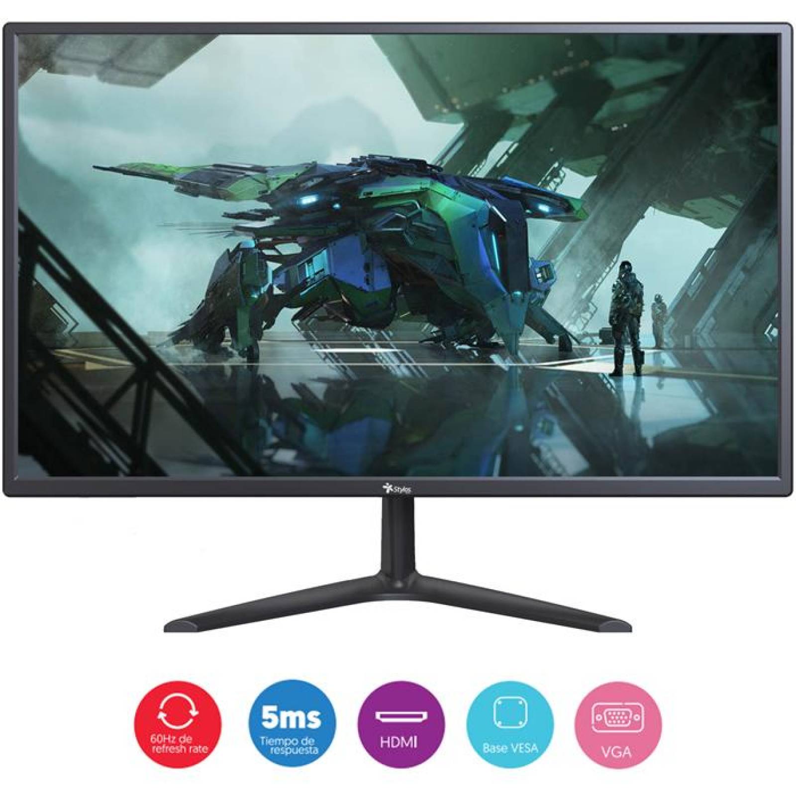 Monitor 19 pulgadas STYLOS 5ms 60Hz LED HD VGA HDMI STPMOT3B 