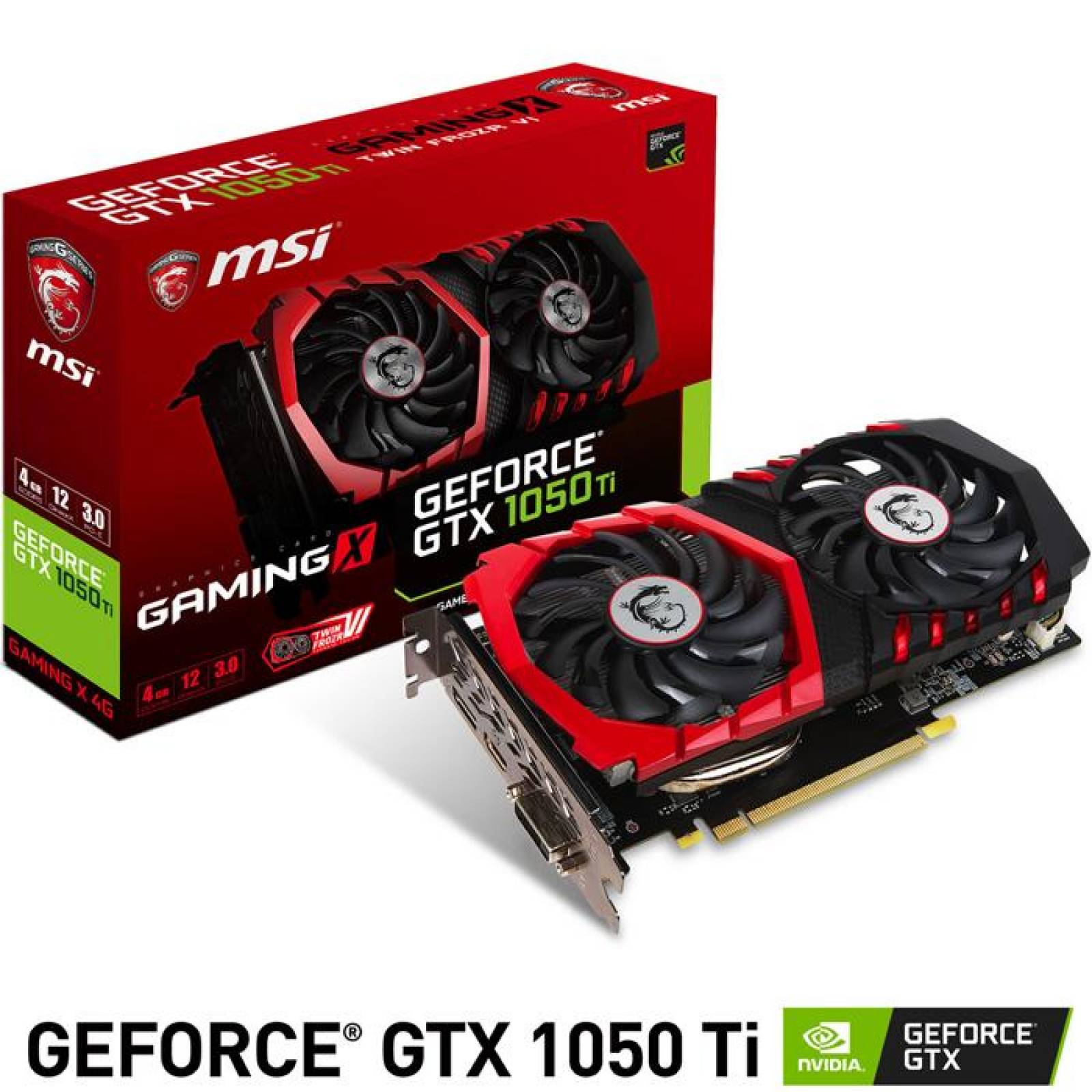 Tarjeta de Video MSI GeForce GTX 1050 TI GAMING X 4GB OC GDDR5 