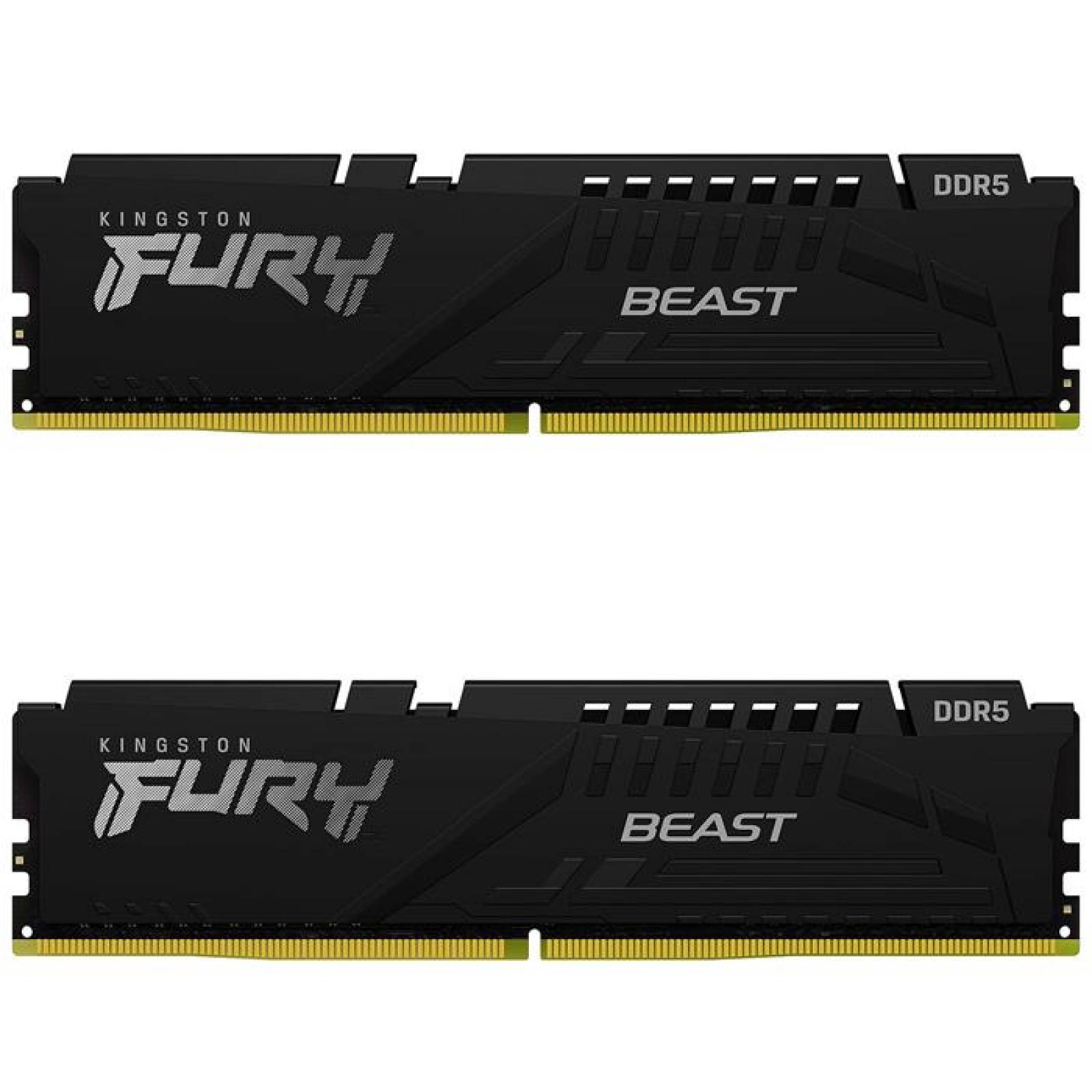 Memoria RAM DDR5 32GB 5200MT/s KINGSTON FURY BEAST 2x16GB Negro KF552C40BBK2-32 